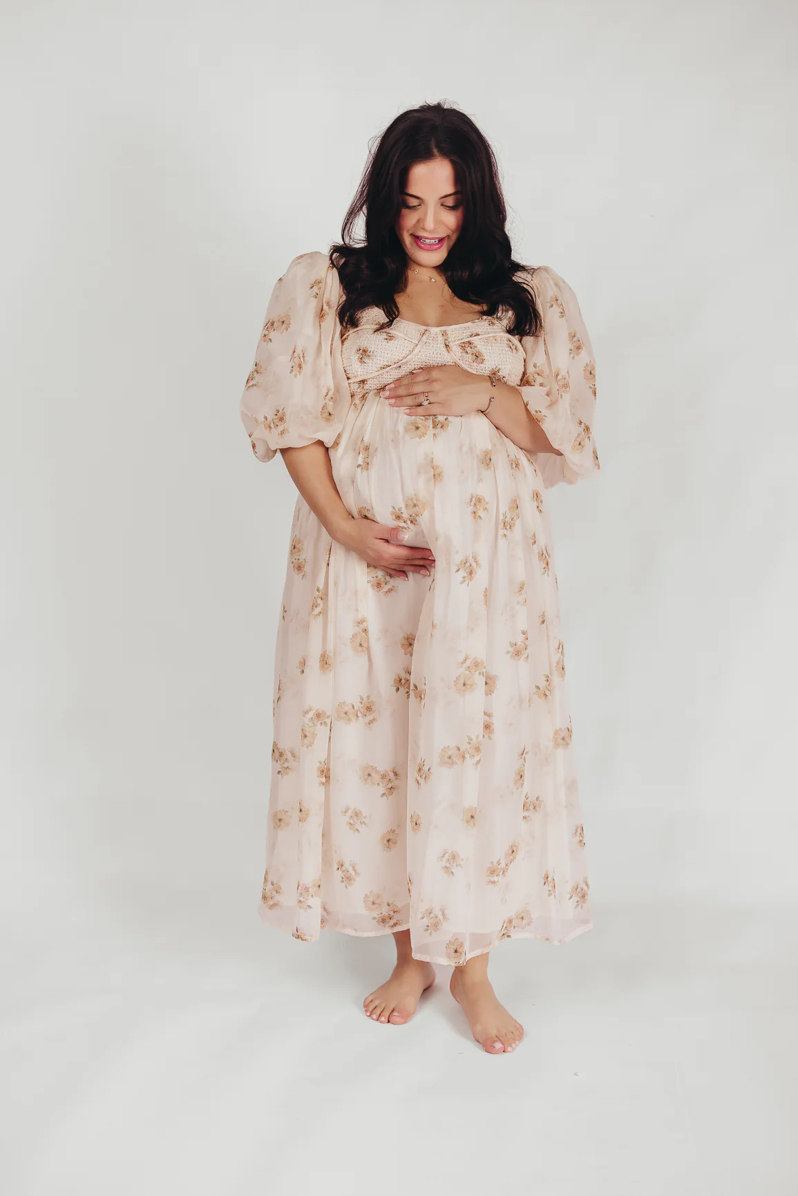 Harlow Maxi Dress in Taupe Floral - Bump Friendly & Inclusive Sizing (S-3XL) - Image 42