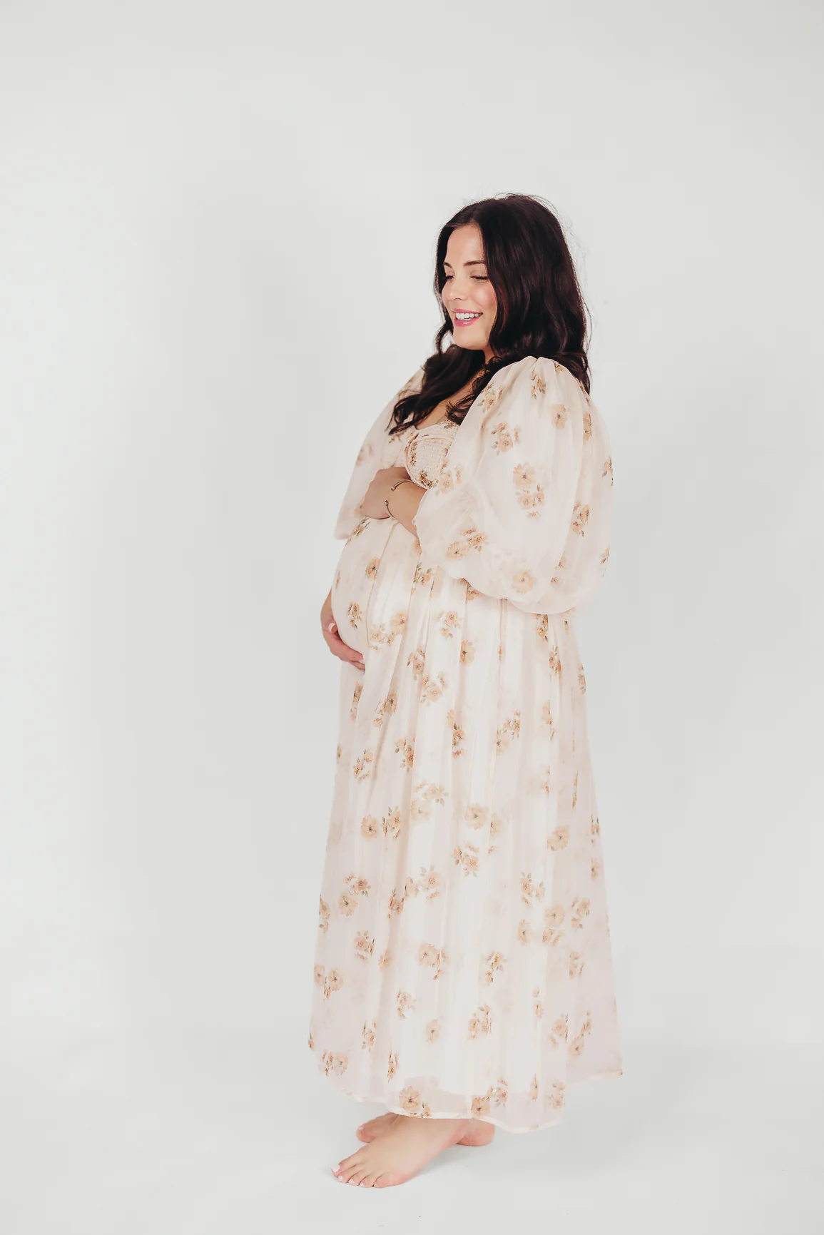 Harlow Maxi Dress in Taupe Floral - Bump Friendly & Inclusive Sizing (S-3XL) - Image 43