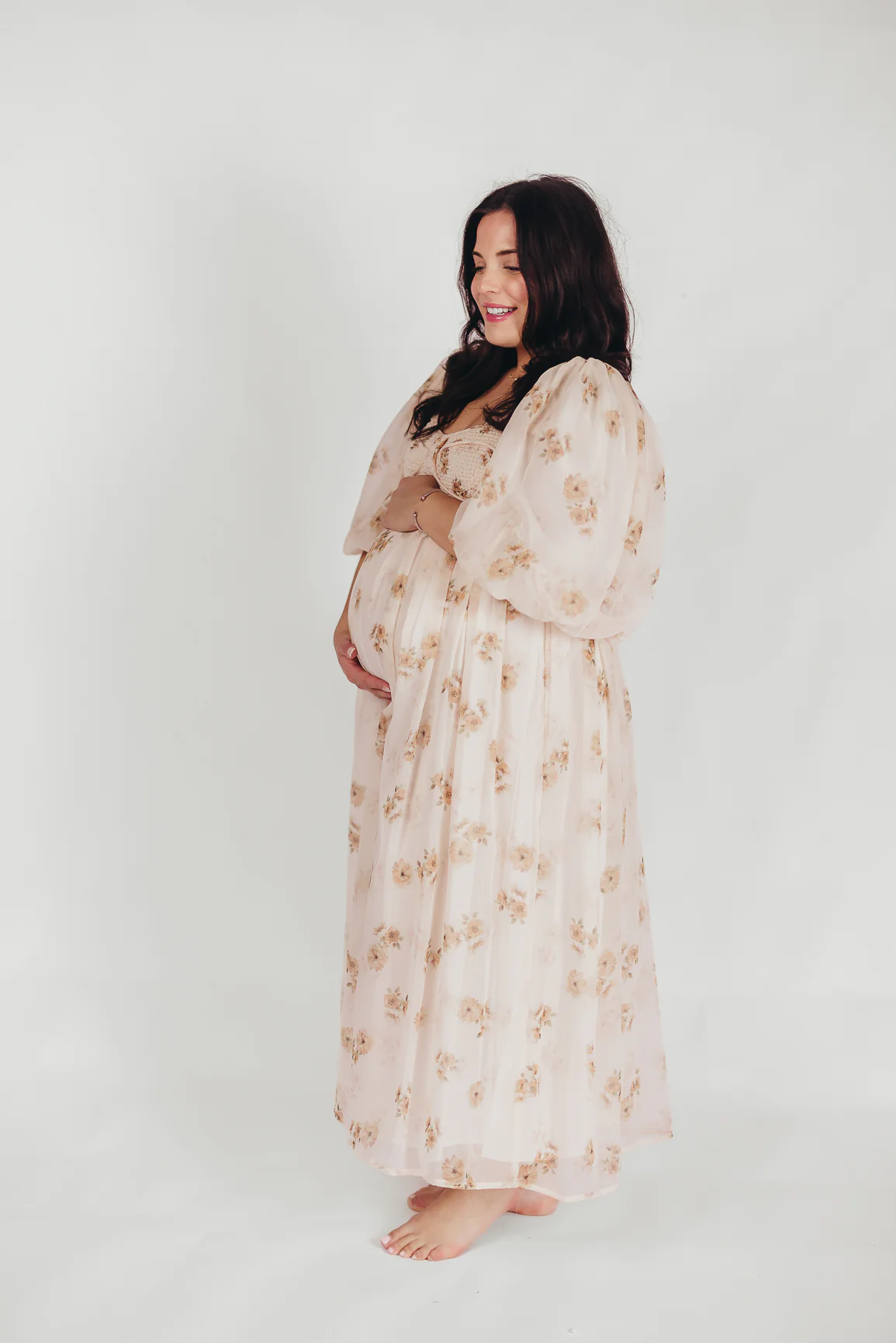 Harlow Maxi Dress in Taupe Floral - Bump Friendly & Inclusive Sizing (S-3XL) - Image 44