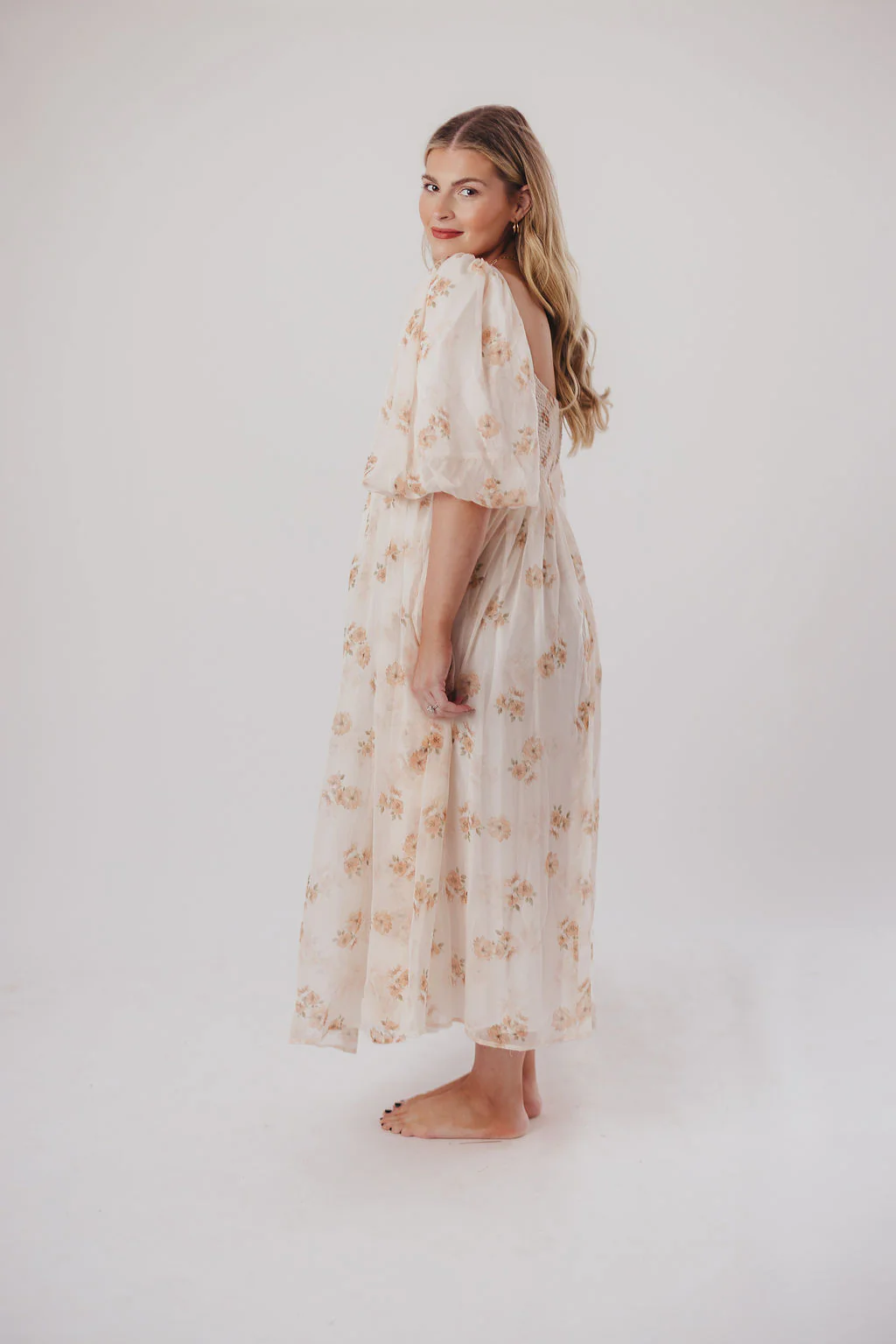 Harlow Maxi Dress in Taupe Floral - Bump Friendly & Inclusive Sizing (S-3XL) - Image 9