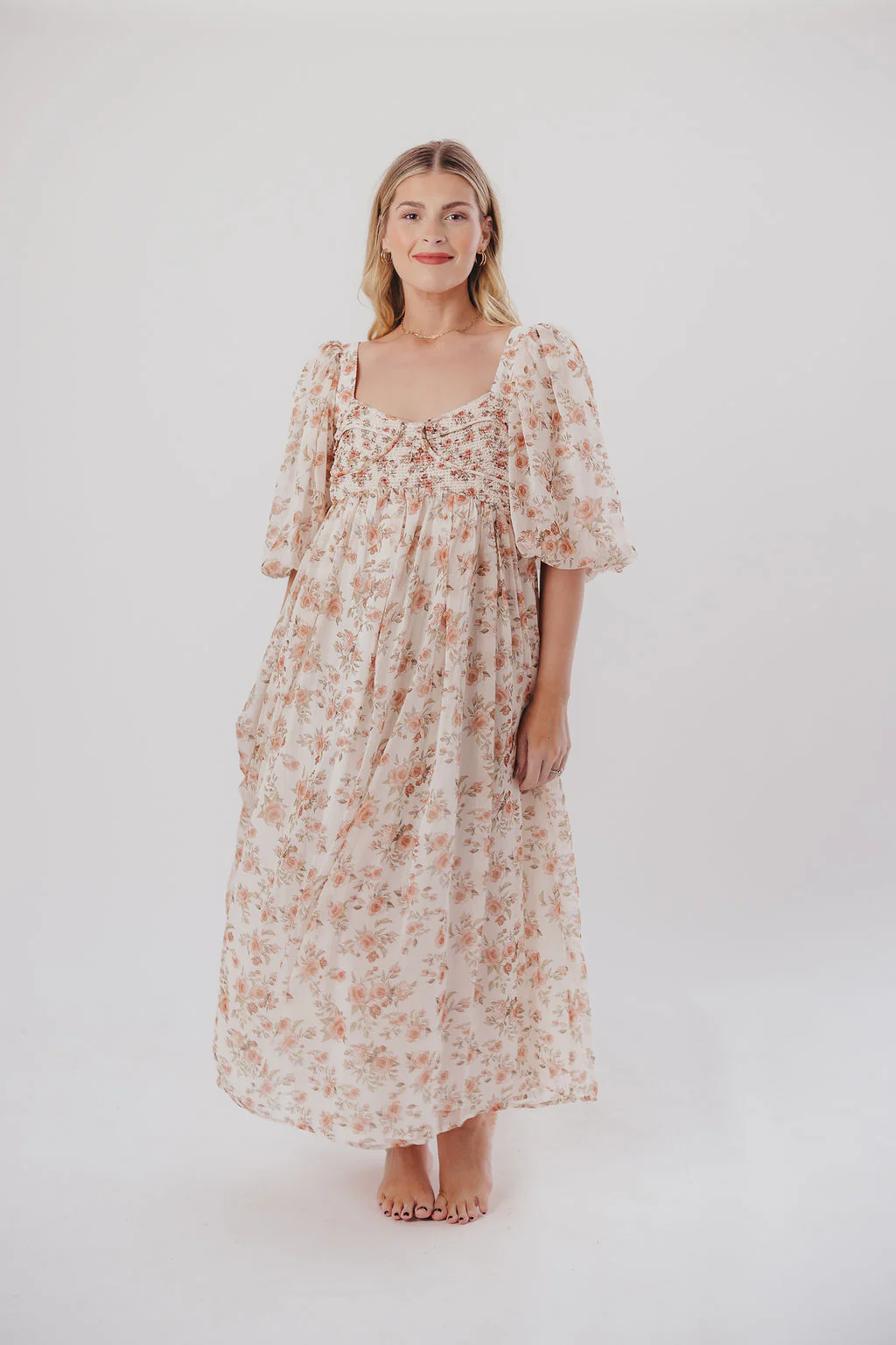 Harlow Maxi Dress in Ivory Floral - Bump Friendly & Inclusive Sizing (S-3XL) - Image 10