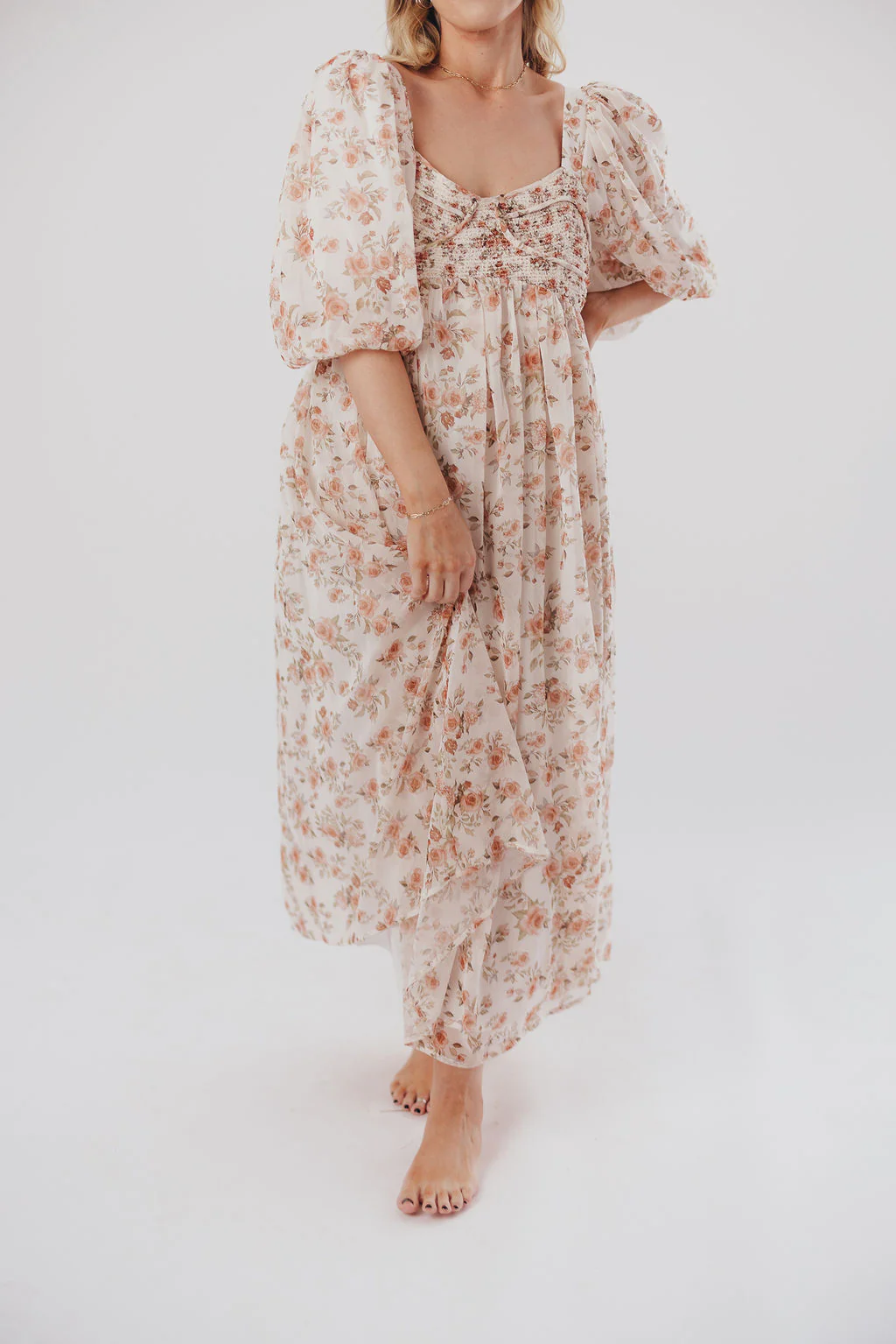 Harlow Maxi Dress in Ivory Floral - Bump Friendly & Inclusive Sizing (S-3XL) - Image 11