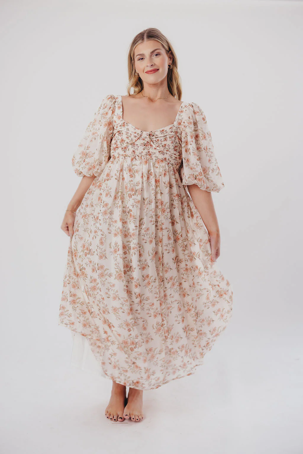 Harlow Maxi Dress in Ivory Floral - Bump Friendly & Inclusive Sizing (S-3XL) - Image 16