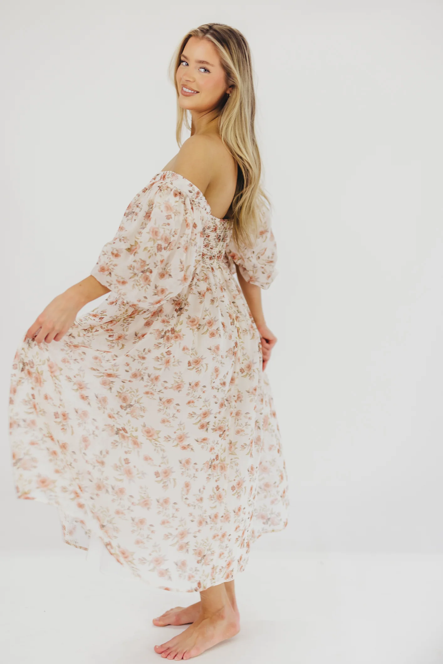 Harlow Maxi Dress in Ivory Floral - Bump Friendly & Inclusive Sizing (S-3XL) - Image 6