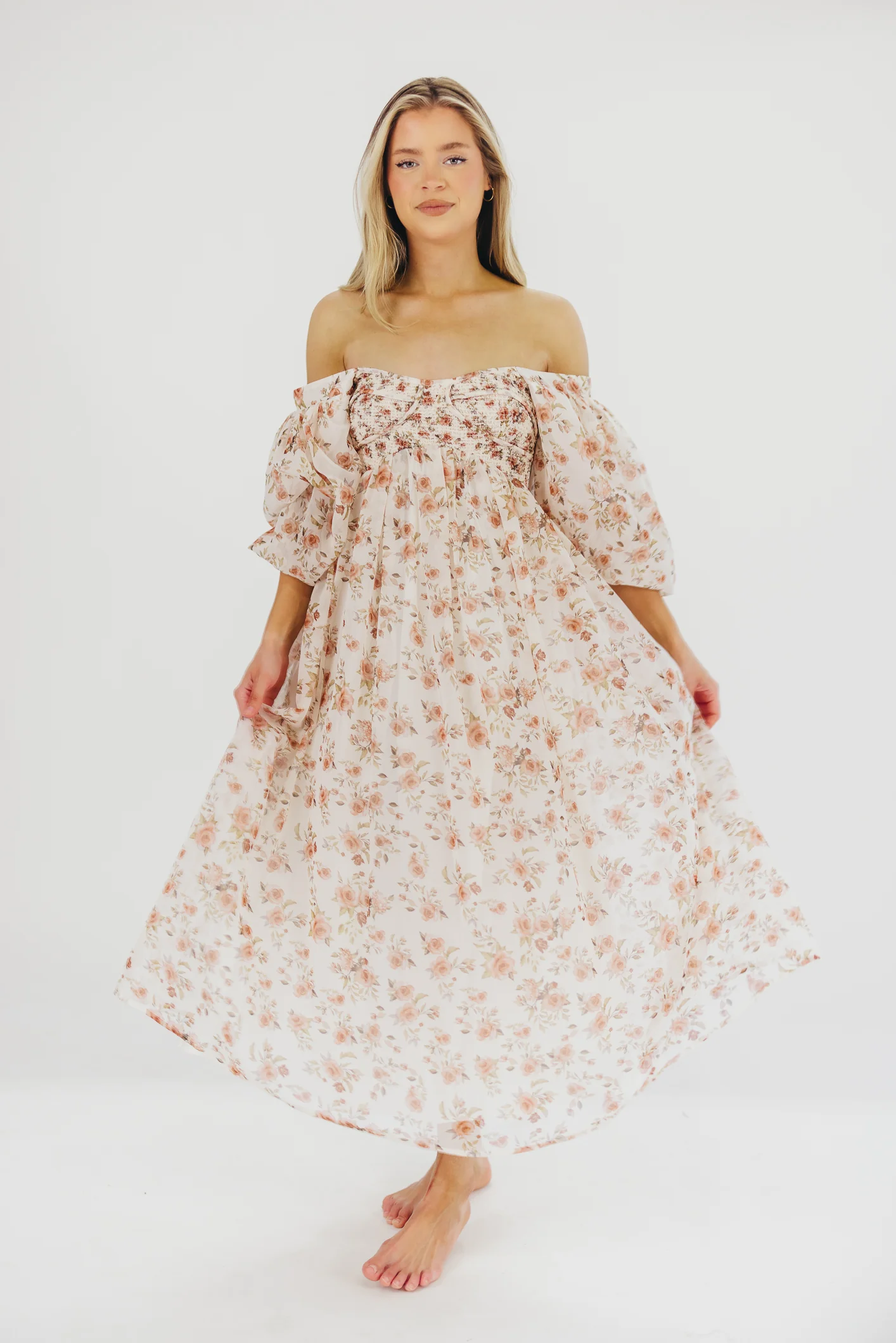 Harlow Maxi Dress in Ivory Floral - Bump Friendly & Inclusive Sizing (S-3XL) - Image 7