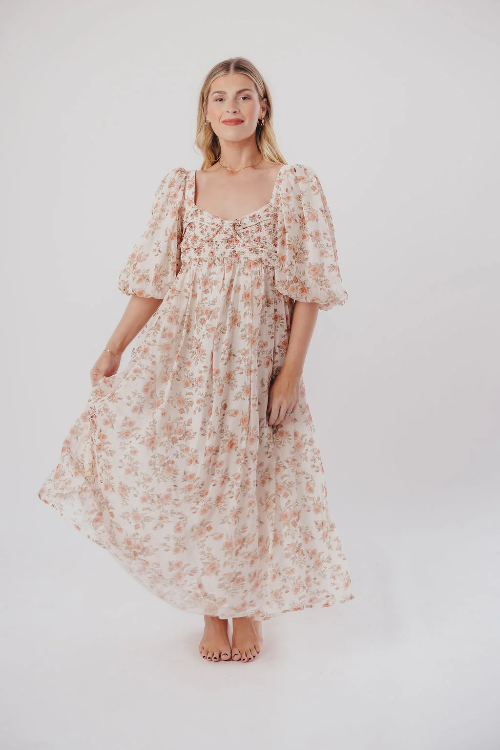 Harlow Maxi Dress in Ivory Floral - Bump Friendly & Inclusive Sizing (S-3XL) - Image 8