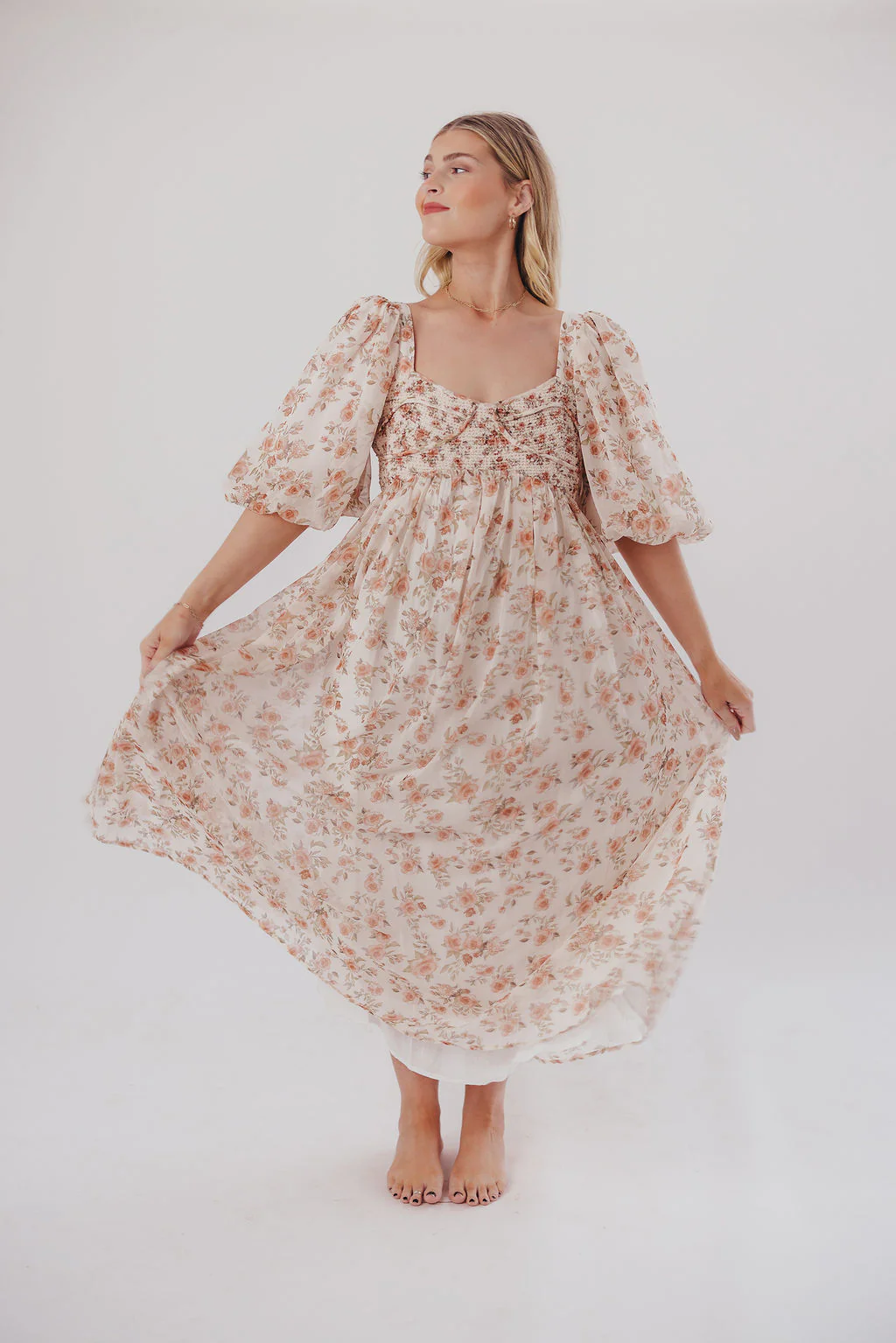 Harlow Maxi Dress in Ivory Floral - Bump Friendly & Inclusive Sizing (S-3XL) - Image 9
