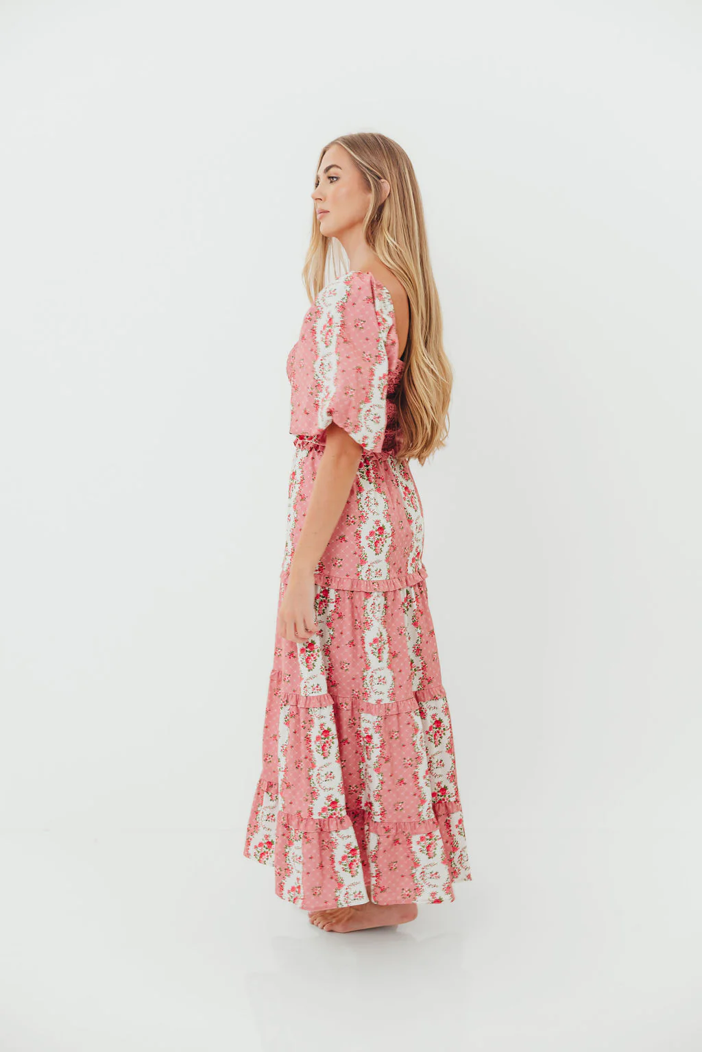 CariDee Floral Print Ruffle Detail Maxi Dress in Mauve - Image 5