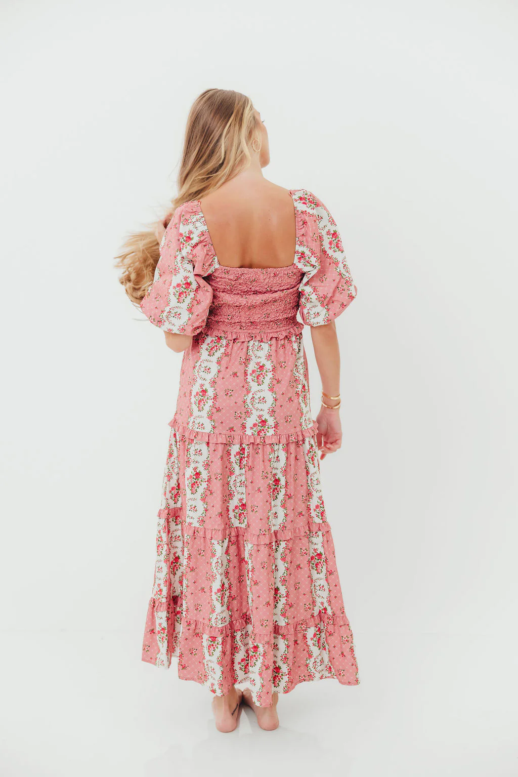 CariDee Floral Print Ruffle Detail Maxi Dress in Mauve - Image 7