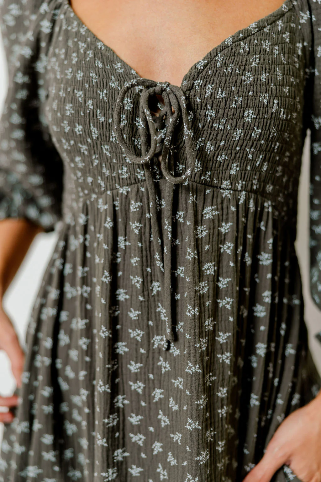 Cecilia 100% Cotton Smocked Maxi Dress in Forest Foliage - Bump Friendly - Image 12