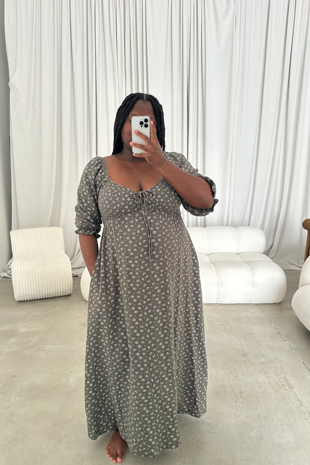 Cecilia 100% Cotton Smocked Maxi Dress in Forest Foliage - Bump Friendly - Image 17