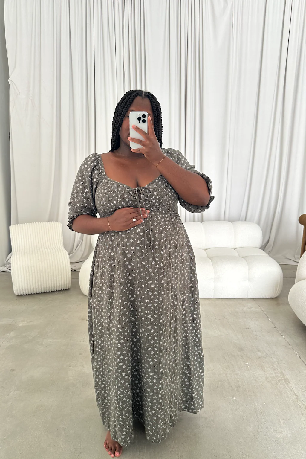 Cecilia 100% Cotton Smocked Maxi Dress in Forest Foliage - Bump Friendly - Image 18