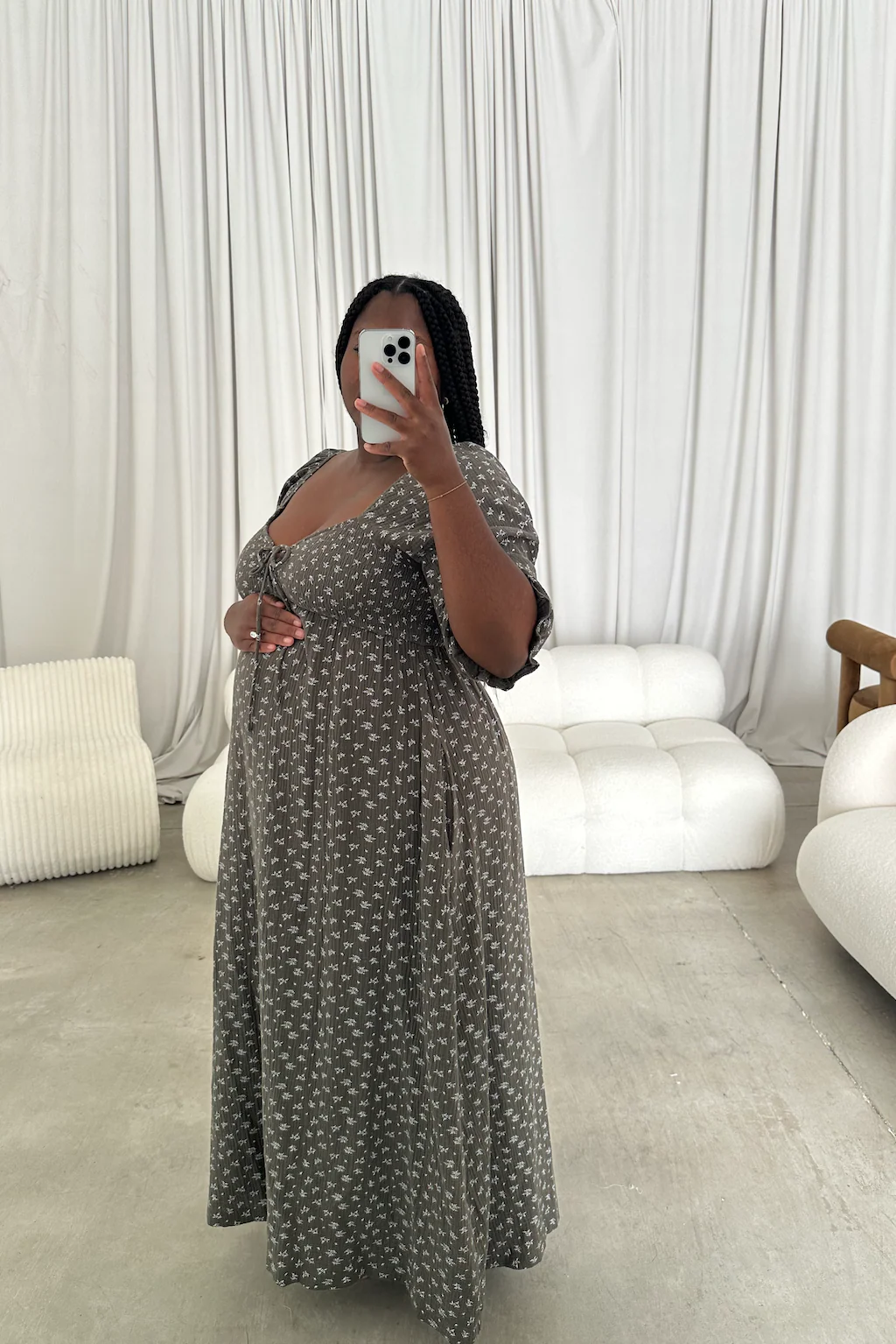 Cecilia 100% Cotton Smocked Maxi Dress in Forest Foliage - Bump Friendly - Image 19