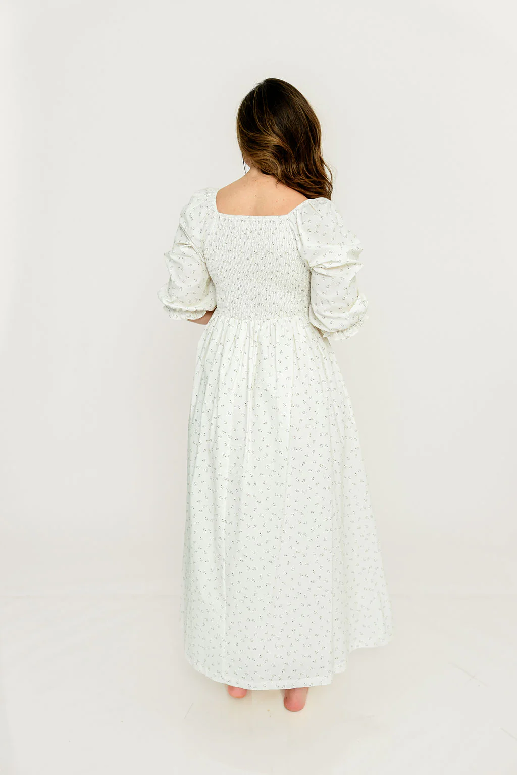 Cecilia 100% Cotton Smocked Maxi Dress in Ivory Floral (Lined) - Bump Friendly - Image 11