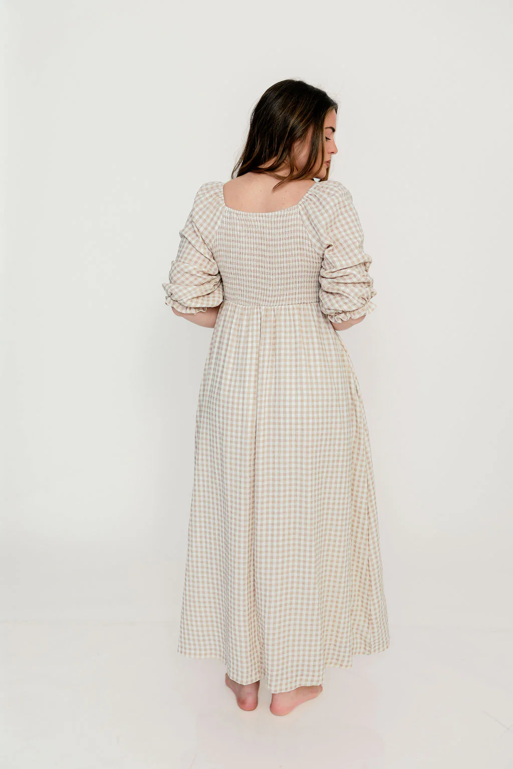 Cecilia 100% Cotton Smocked Maxi Dress in Rose Plaid (Lined) - Bump Friendly - Image 10