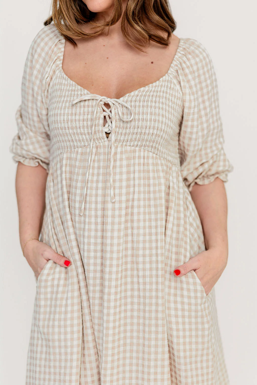 Cecilia 100% Cotton Smocked Maxi Dress in Rose Plaid (Lined) - Bump Friendly - Image 12