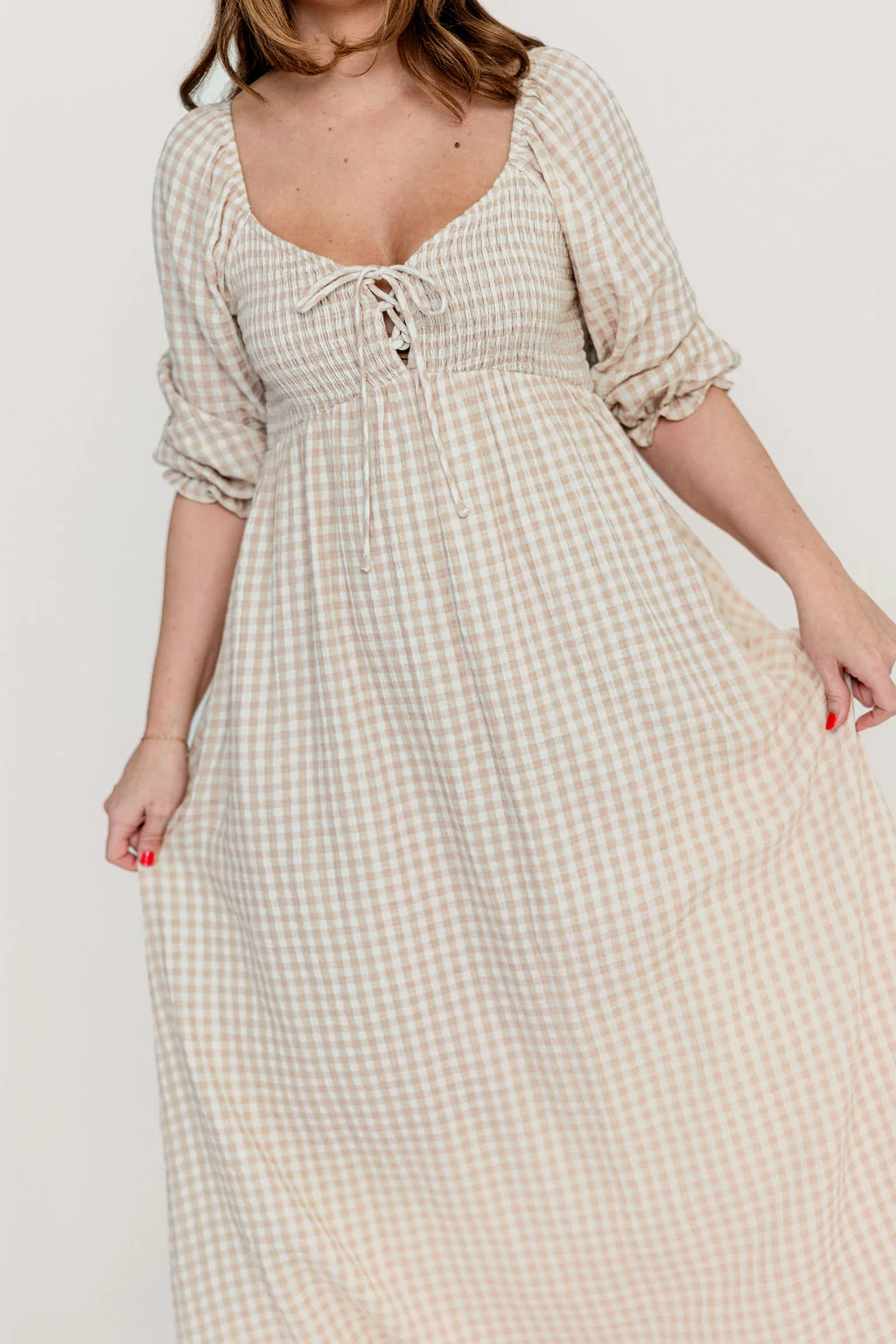 Cecilia 100% Cotton Smocked Maxi Dress in Rose Plaid (Lined) - Bump Friendly - Image 14