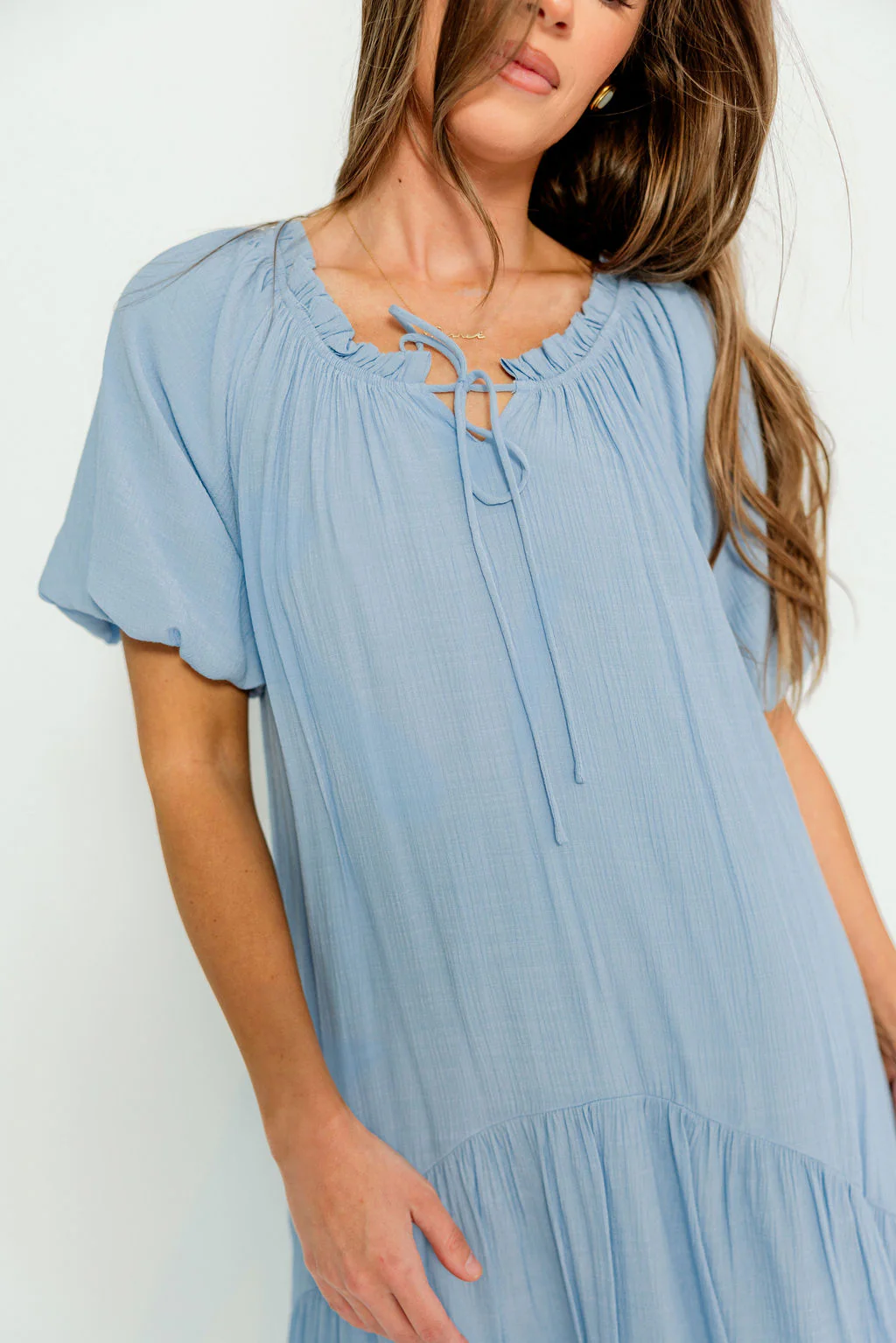 Christina Puffed Sleeve Maxi Dress in Cloud - Bump Friendly - Image 4