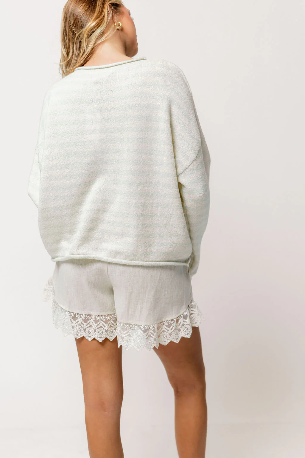 Ciela Striped Cardigan Top in Dusty Mint - Image 6