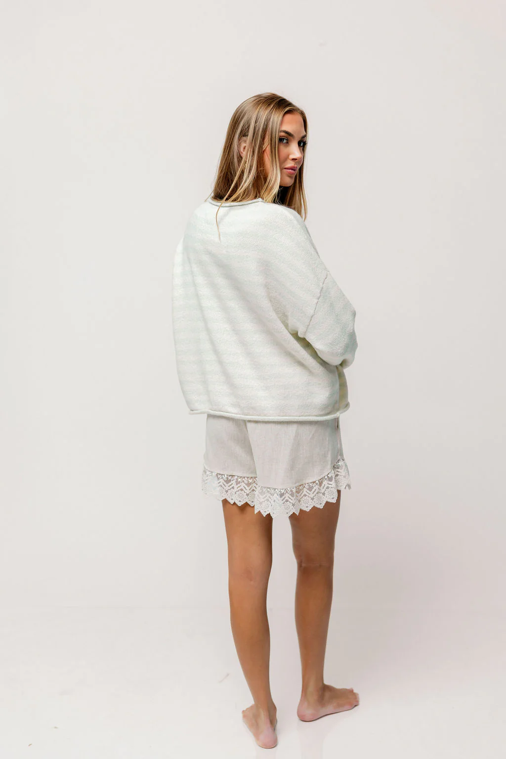 Ciela Striped Cardigan Top in Dusty Mint - Image 7