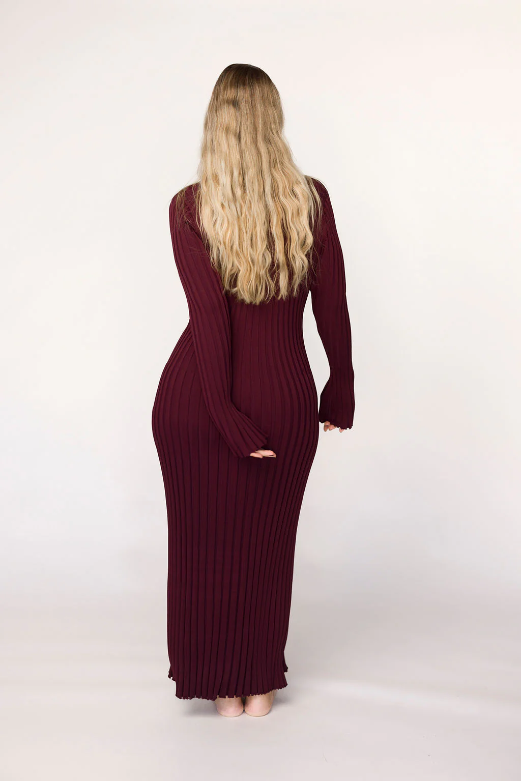 Colette Premium Long Sleeved Ribbed Knit Maxi Dress in Burgundy - Bump Friendly *Final Sale* - Image 17