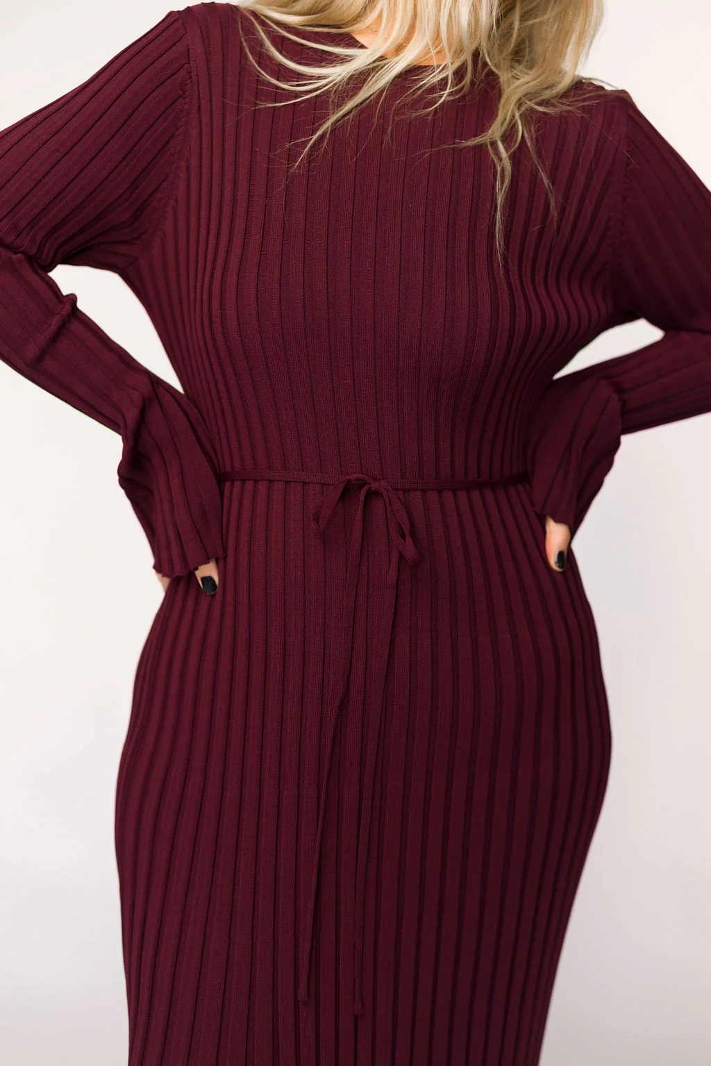 Colette Premium Long Sleeved Ribbed Knit Maxi Dress in Burgundy - Bump Friendly *Final Sale* - Image 21