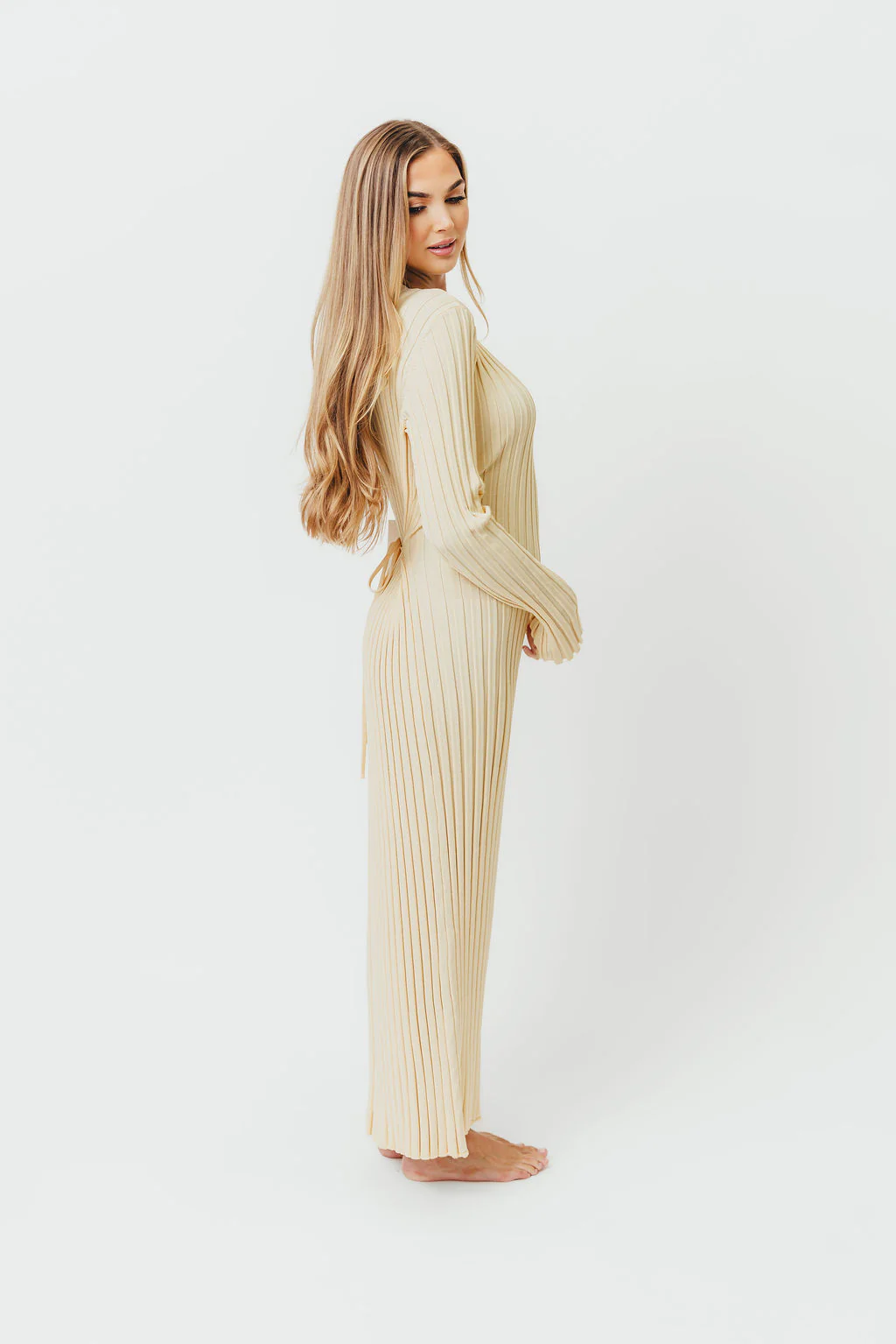Colette Premium Long Sleeved Ribbed Knit Maxi Dress in Butter Yellow - Bump Friendly *Final-Sale* - Image 6