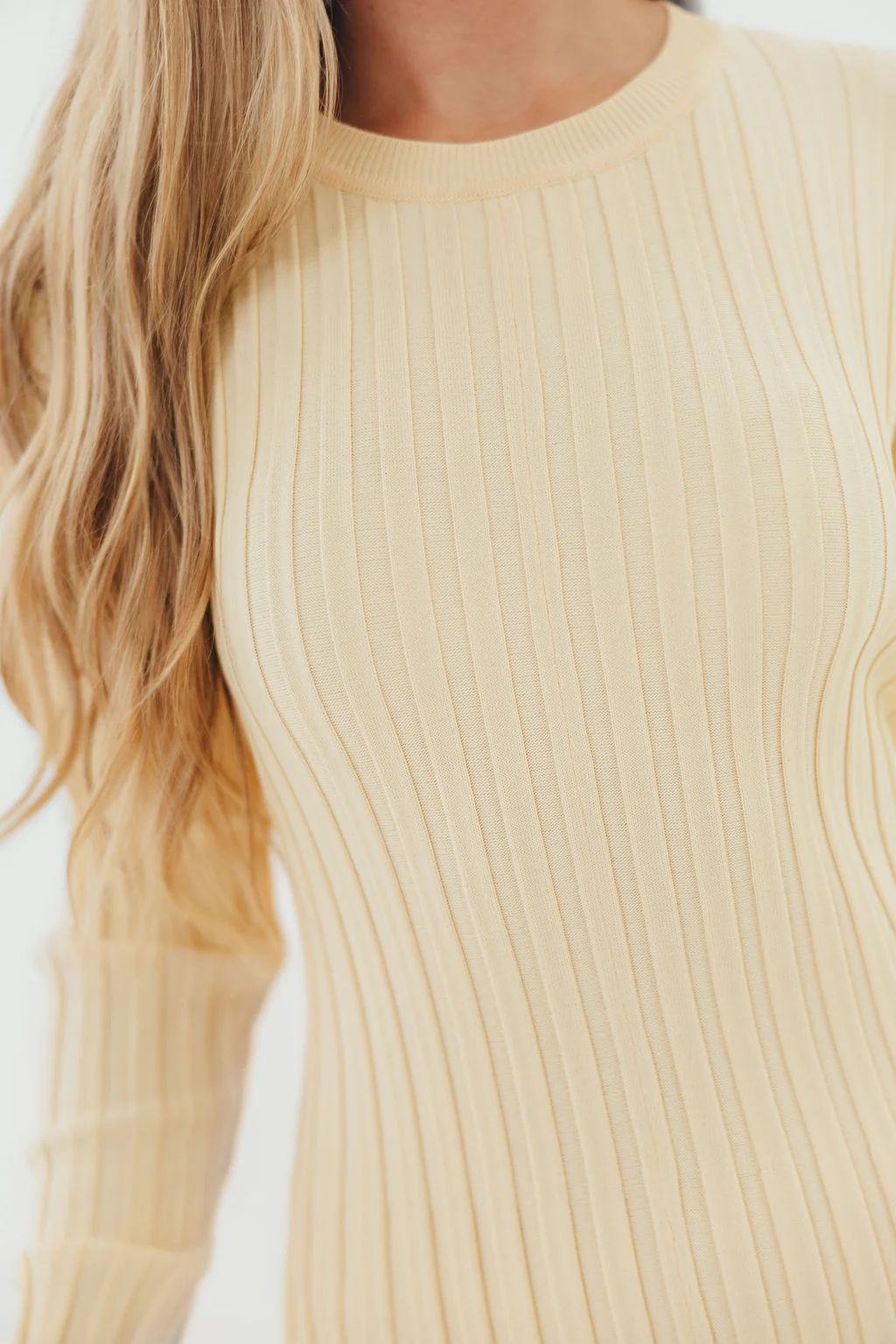Colette Premium Long Sleeved Ribbed Knit Maxi Dress in Butter Yellow - Bump Friendly *Final-Sale* - Image 8