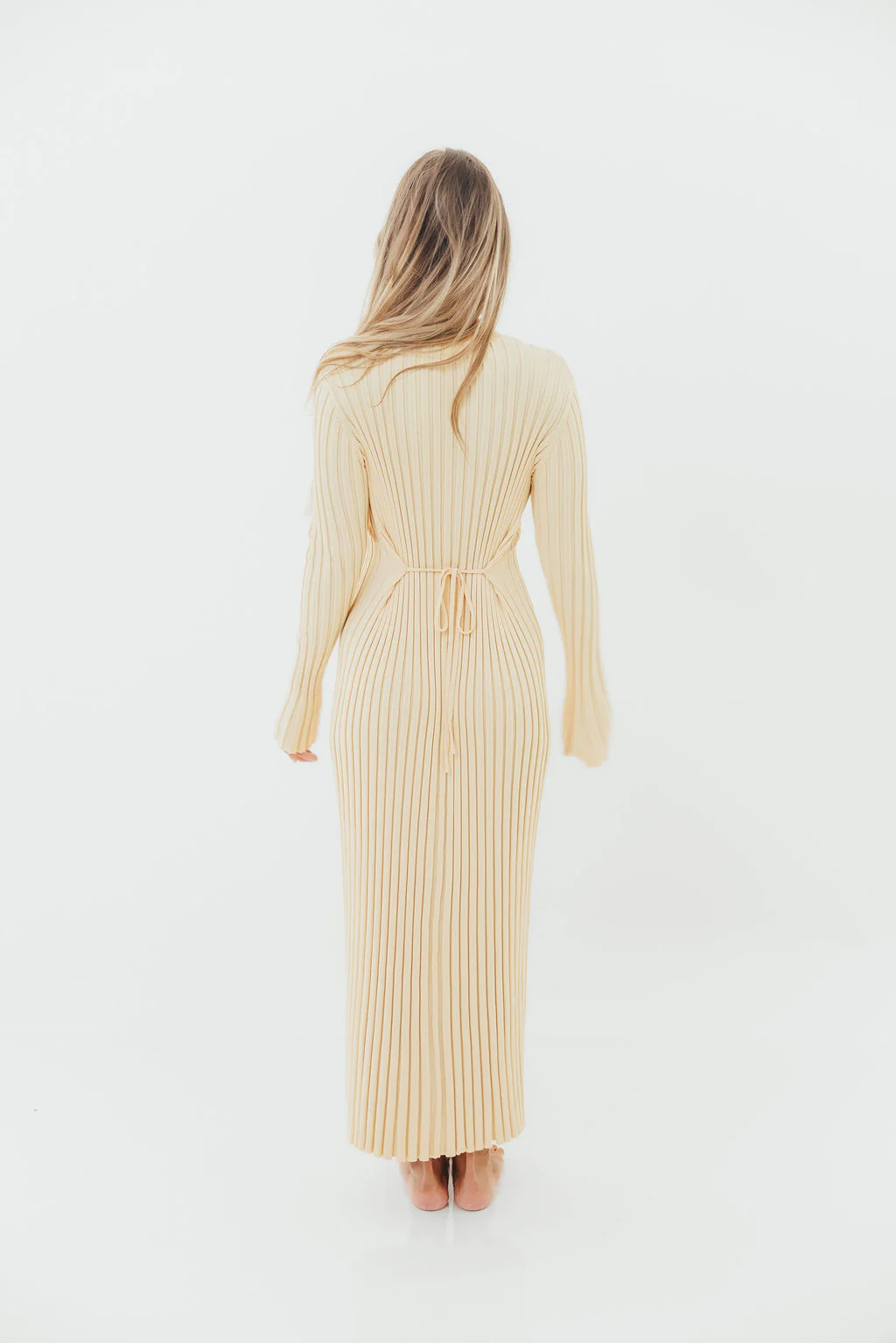 Colette Premium Long Sleeved Ribbed Knit Maxi Dress in Butter Yellow - Bump Friendly *Final-Sale* - Image 9
