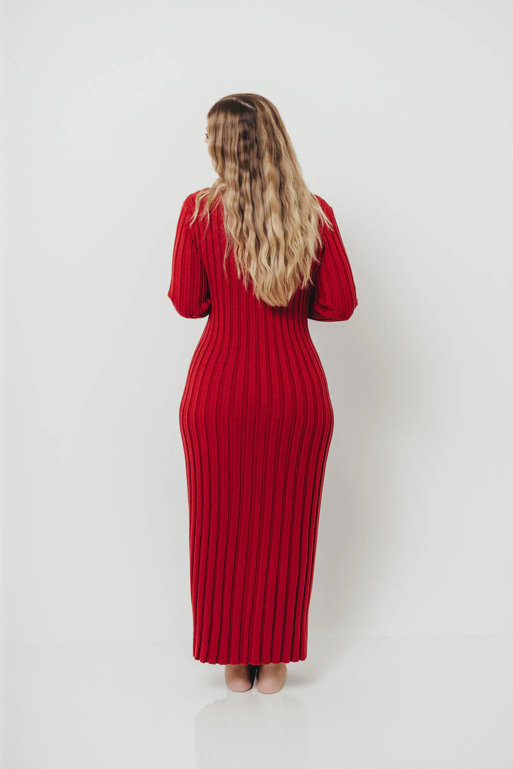 Colette Luxe Premium Long Sleeve Knit Maxi Dress in Muted Red - Bump Friendly *Final Sale* - Image 11