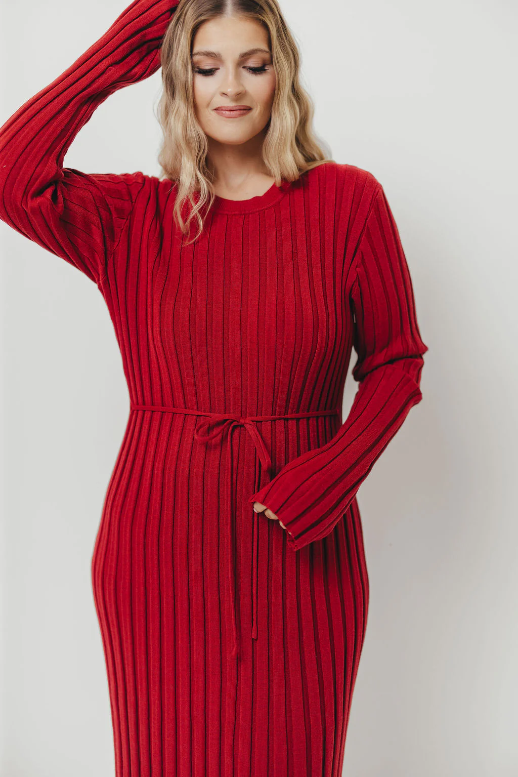 Colette Luxe Premium Long Sleeve Knit Maxi Dress in Muted Red - Bump Friendly *Final Sale* - Image 13