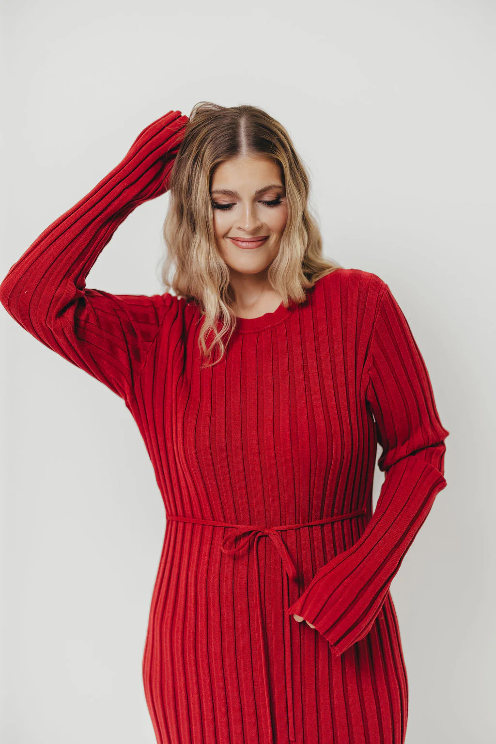 Colette Luxe Premium Long Sleeve Knit Maxi Dress in Muted Red - Bump Friendly *Final Sale* - Image 14
