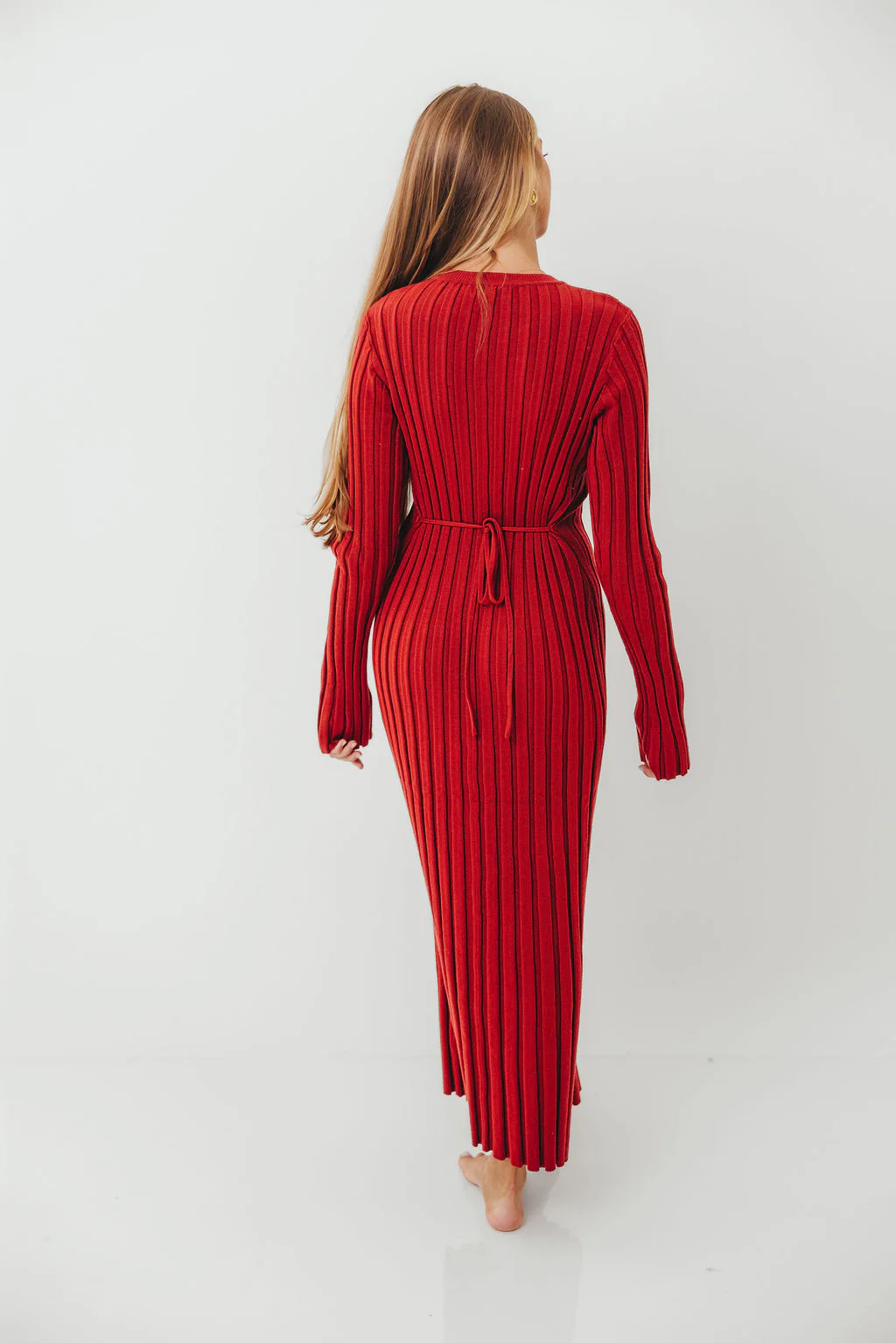 Colette Luxe Premium Long Sleeve Knit Maxi Dress in Muted Red - Bump Friendly *Final Sale* - Image 6