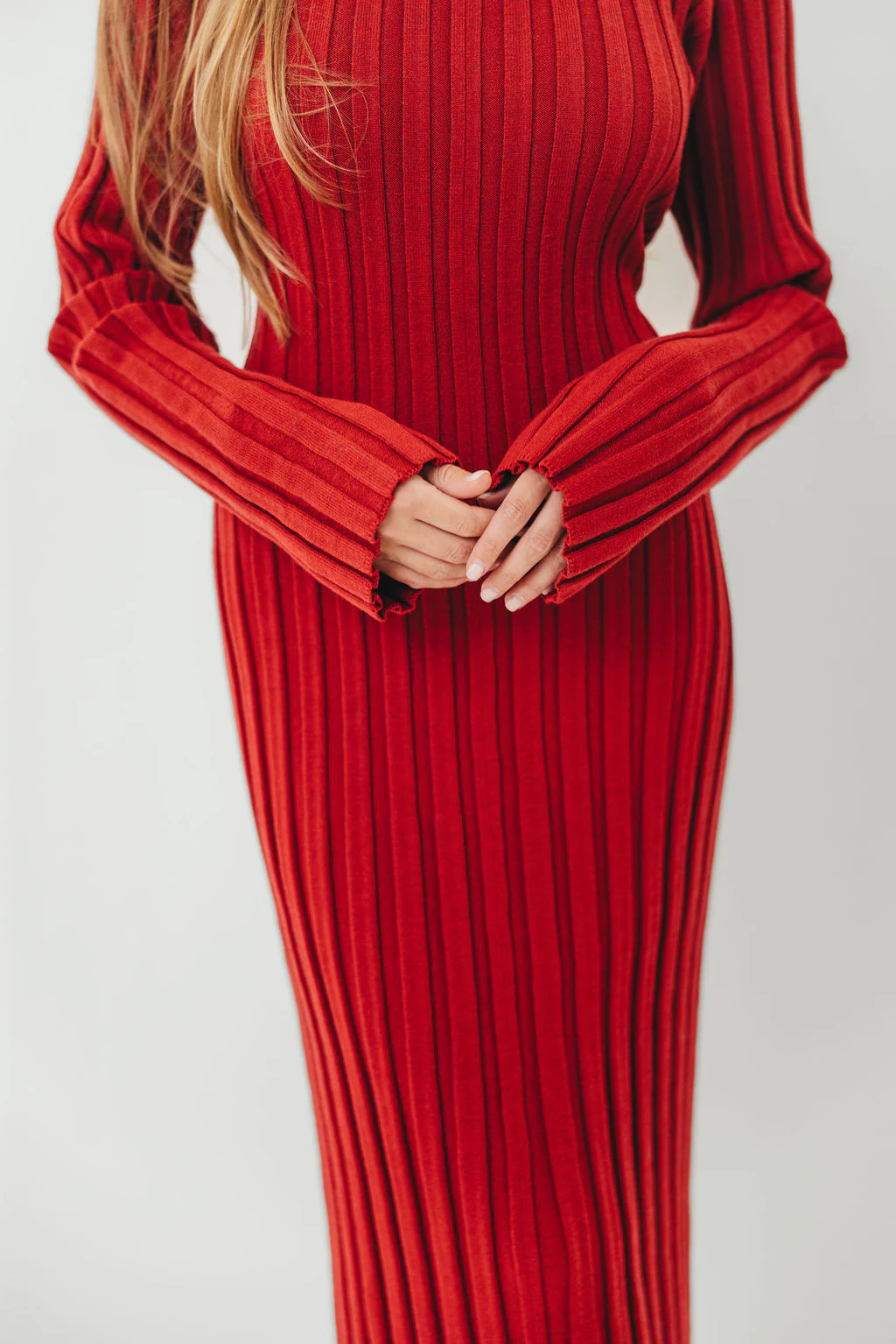 Colette Luxe Premium Long Sleeve Knit Maxi Dress in Muted Red - Bump Friendly *Final Sale* - Image 7
