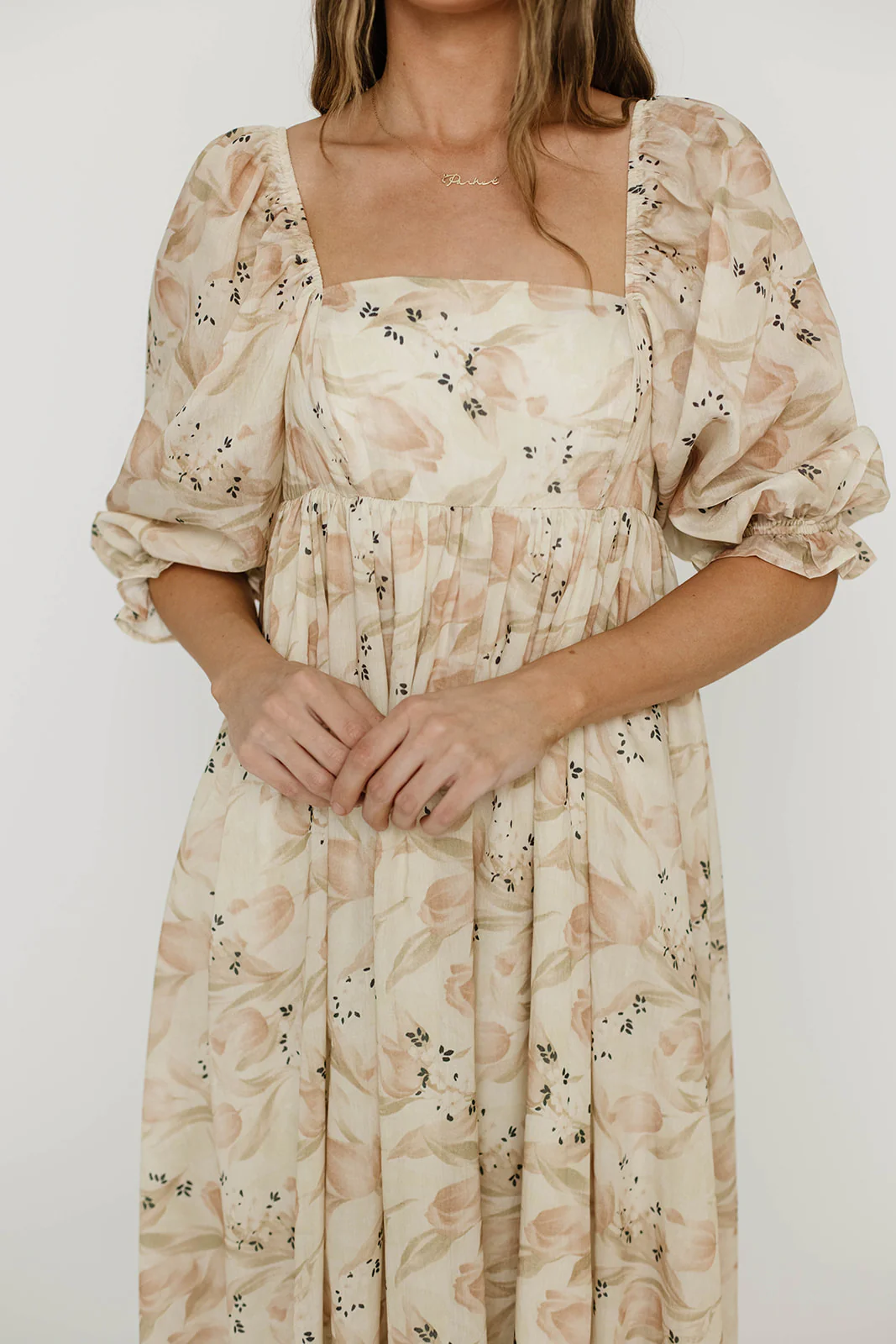 Mona Maxi Dress in Peach & Cream Floral - Bump Friendly (Bust Runs a Bit Small / No Smocking) - Image 11