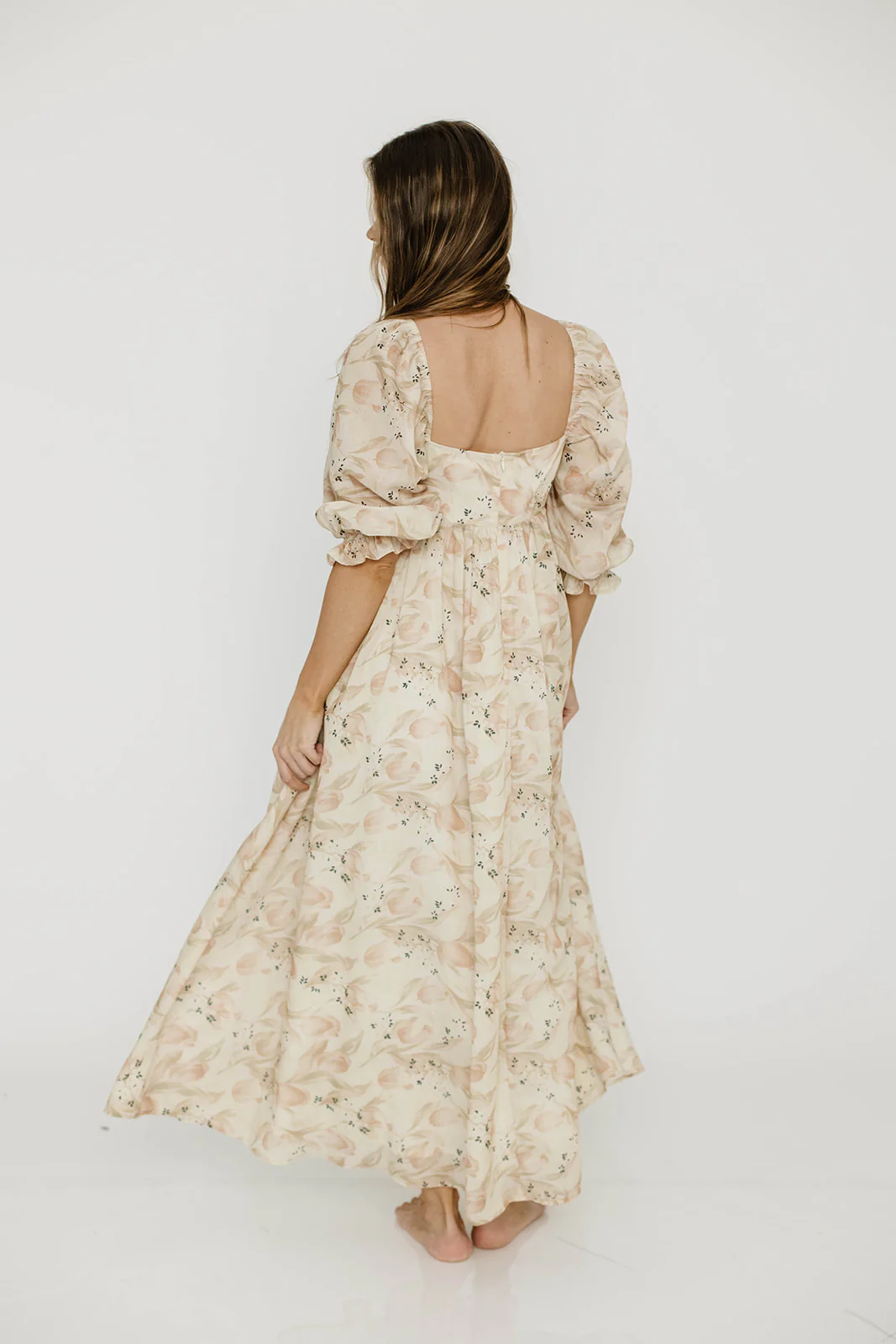 Mona Maxi Dress in Peach & Cream Floral - Bump Friendly (Bust Runs a Bit Small / No Smocking) - Image 13