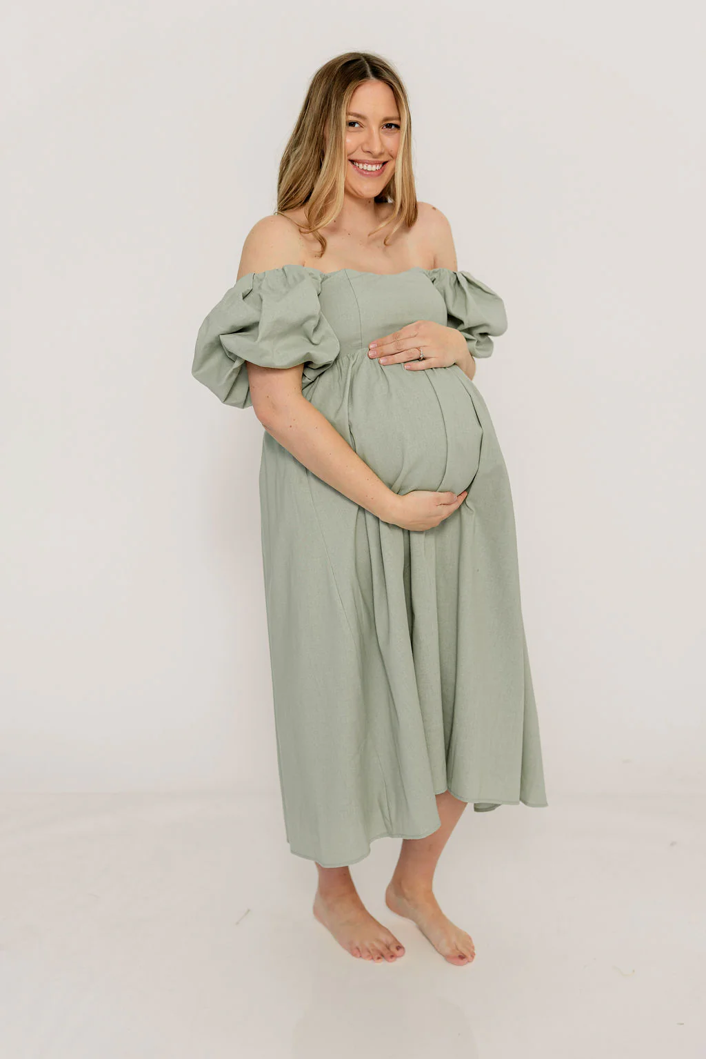 Hamilton Midi Dress in Olive - Bump Friendly & Inclusive Sizing (S-2XL) - Image 11