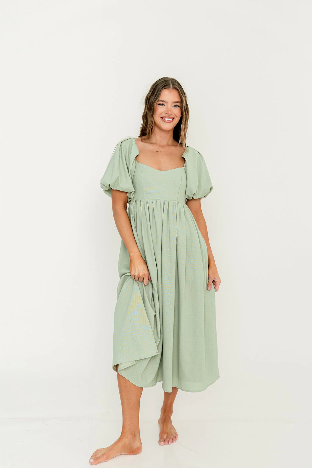 Hamilton Midi Dress in Olive - Bump Friendly & Inclusive Sizing (S-2XL) - Image 12