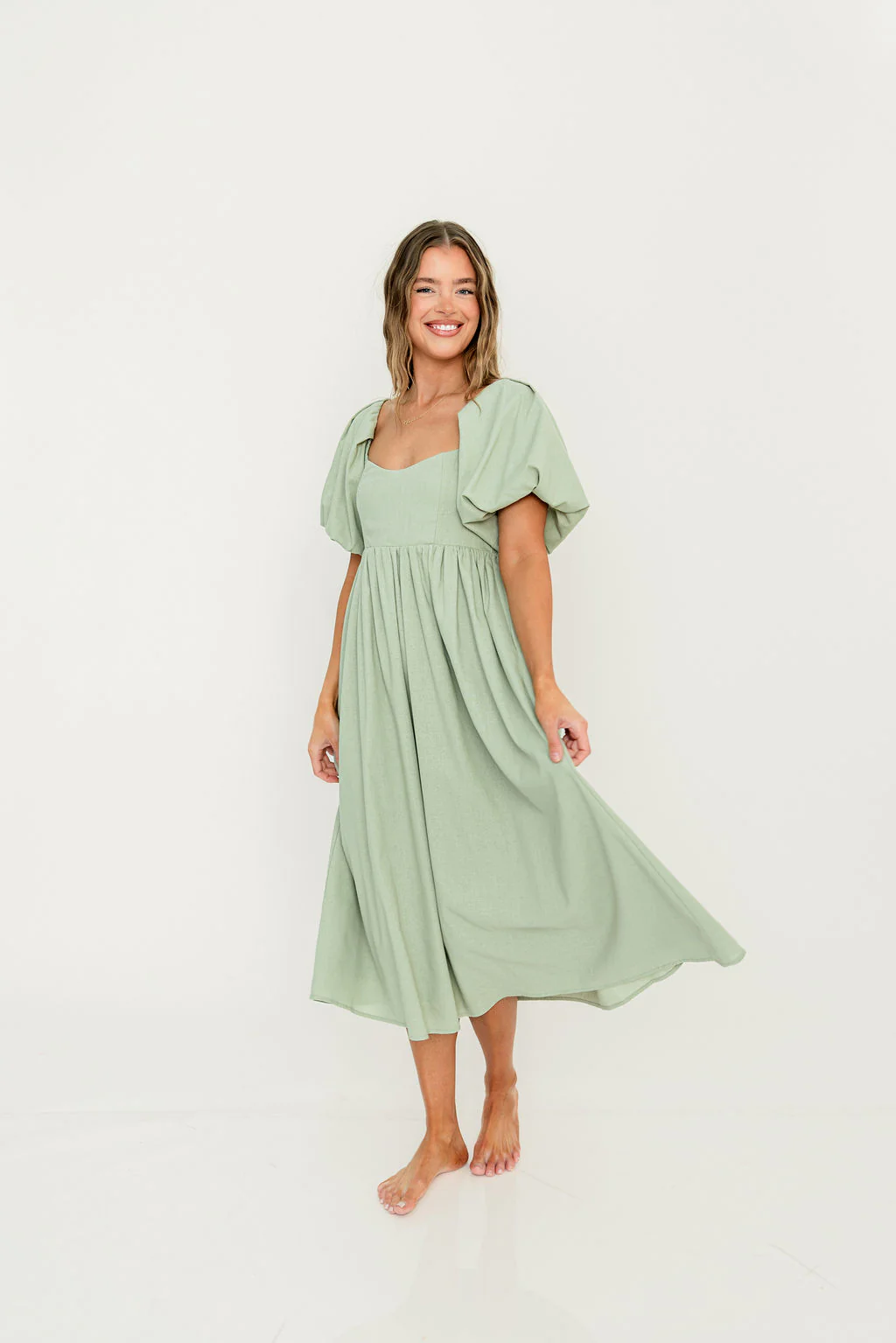 Hamilton Midi Dress in Olive - Bump Friendly & Inclusive Sizing (S-2XL) - Image 13