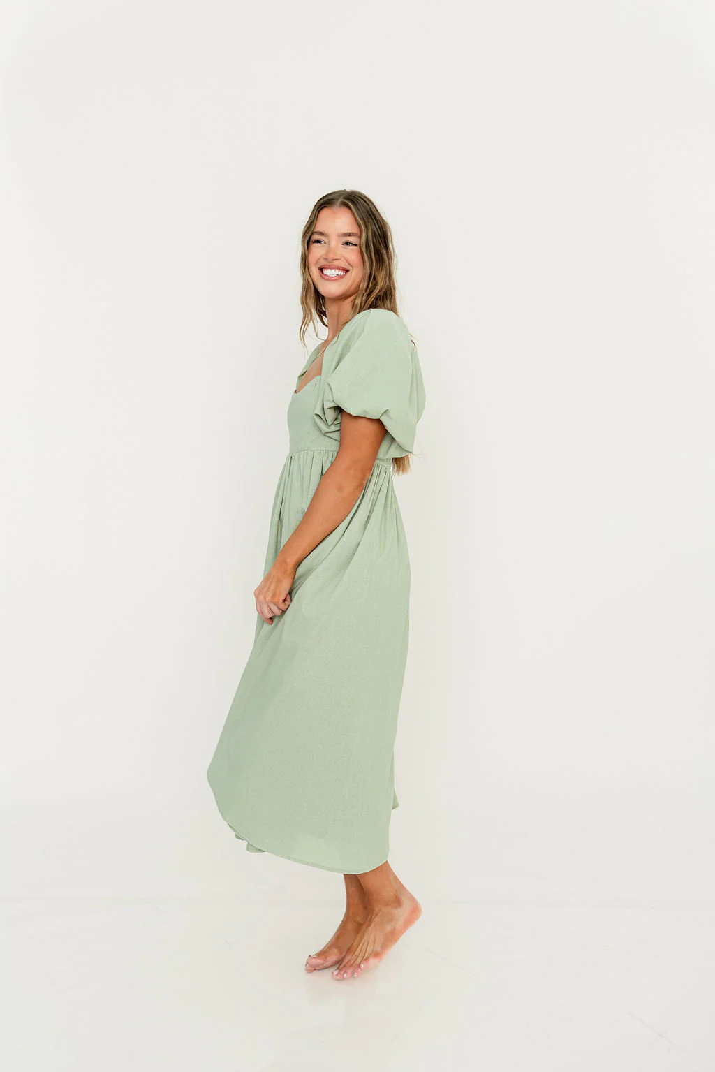 Hamilton Midi Dress in Olive - Bump Friendly & Inclusive Sizing (S-2XL) - Image 14