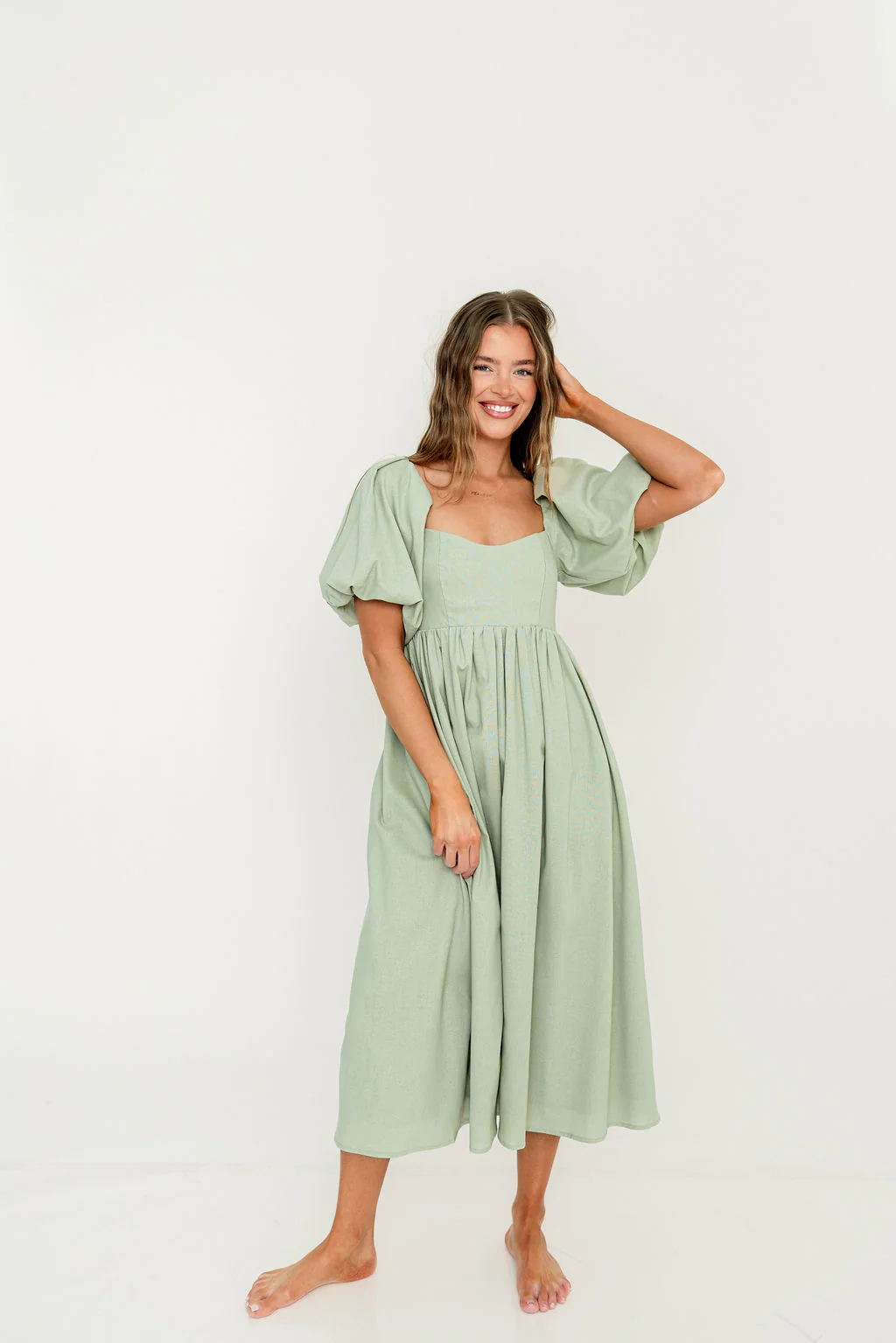 Hamilton Midi Dress in Olive - Bump Friendly & Inclusive Sizing (S-2XL) - Image 15