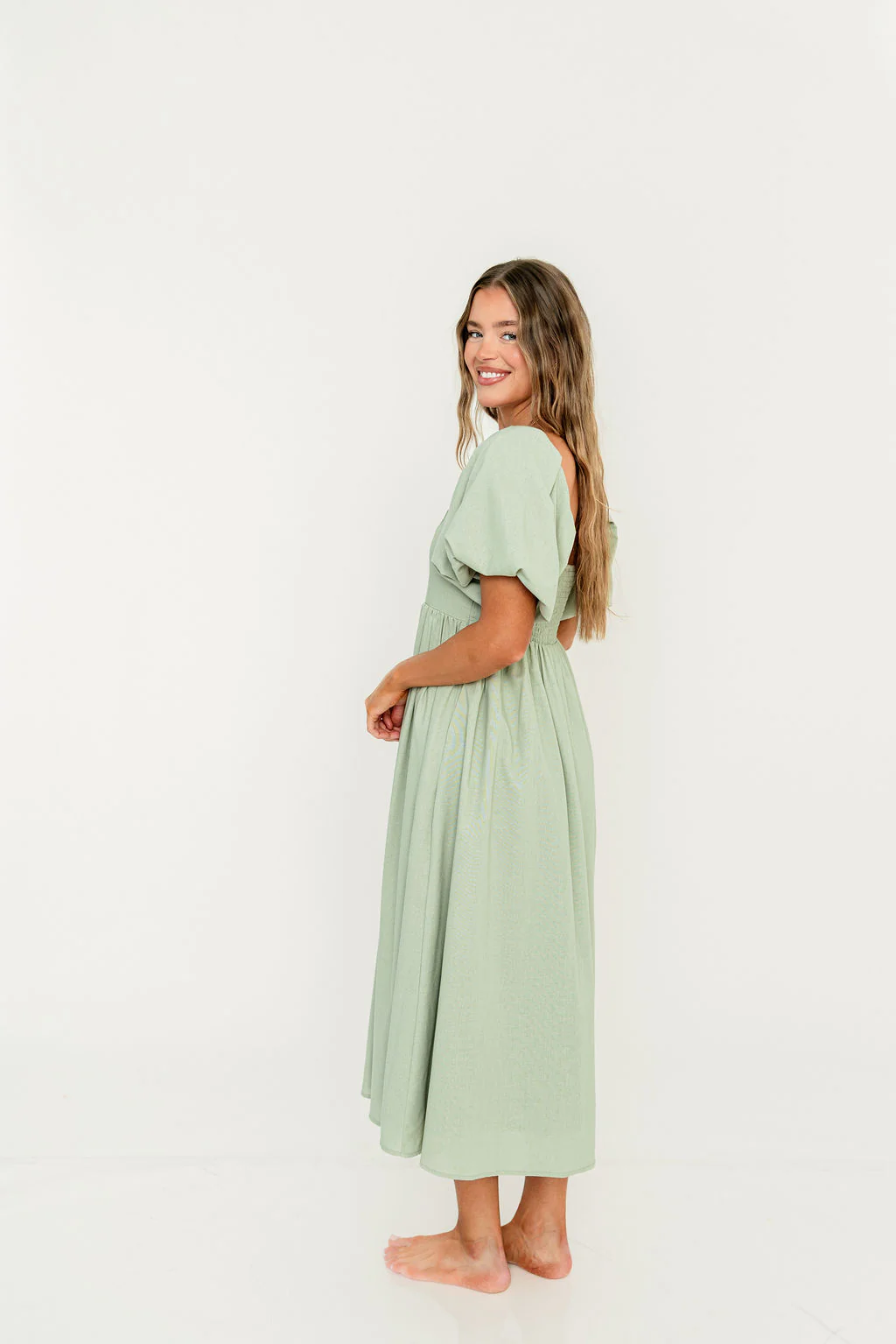 Hamilton Midi Dress in Olive - Bump Friendly & Inclusive Sizing (S-2XL) - Image 16