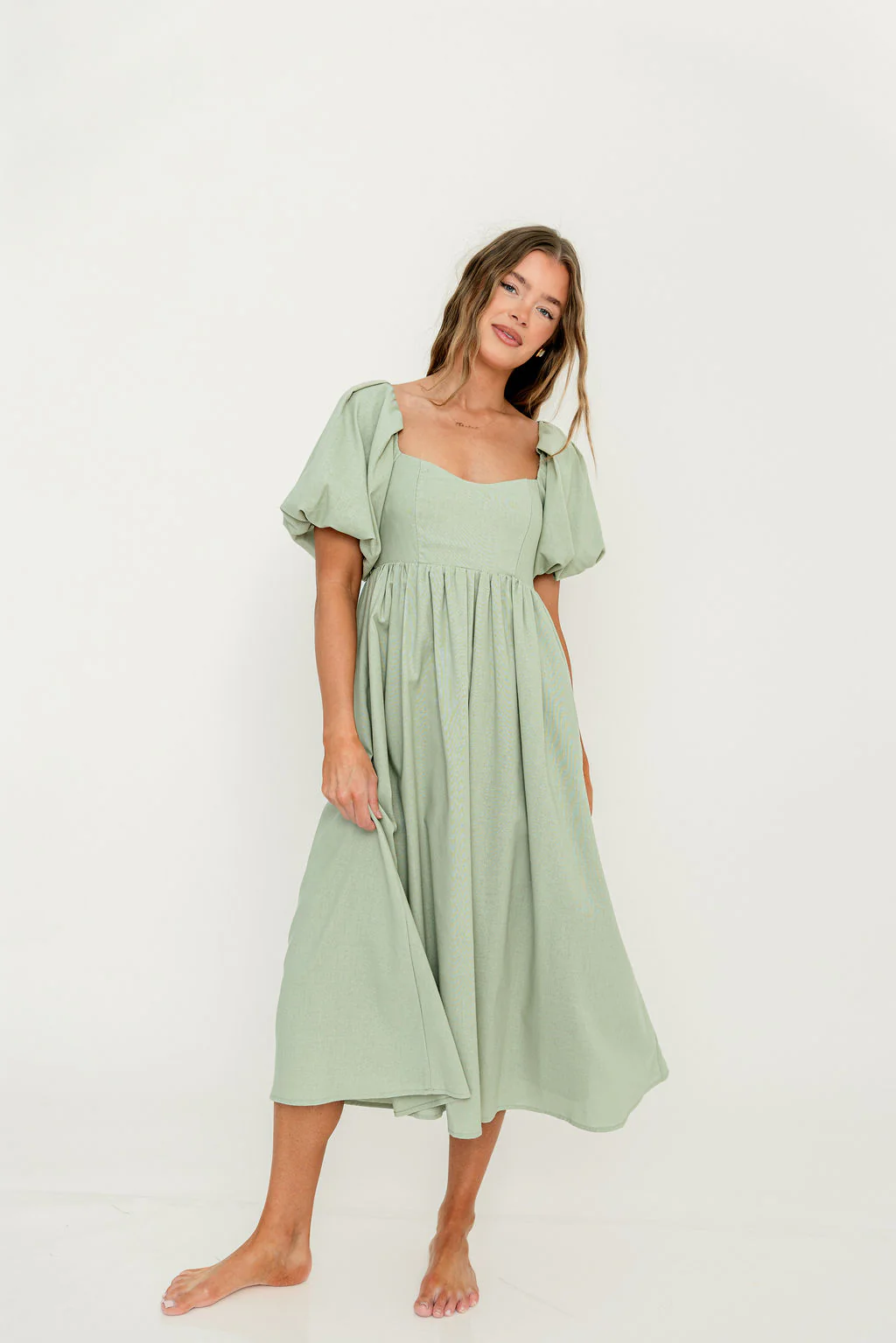 Hamilton Midi Dress in Olive - Bump Friendly & Inclusive Sizing (S-2XL) - Image 18
