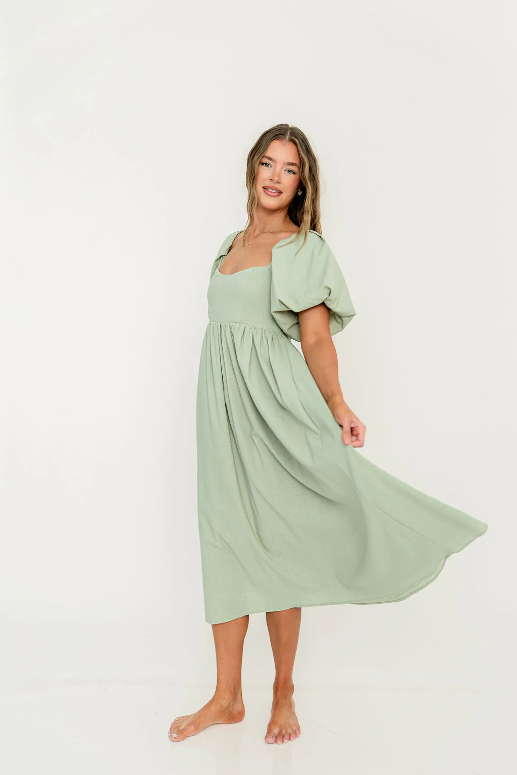 Hamilton Midi Dress in Olive - Bump Friendly & Inclusive Sizing (S-2XL) - Image 19
