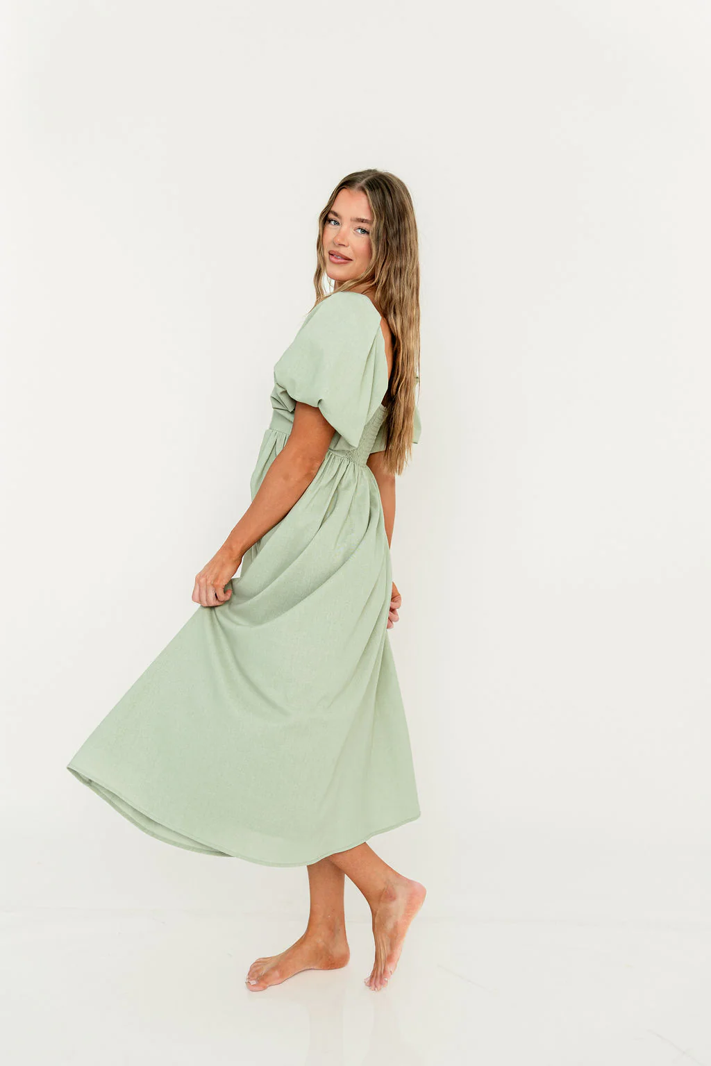 Hamilton Midi Dress in Olive - Bump Friendly & Inclusive Sizing (S-2XL) - Image 20