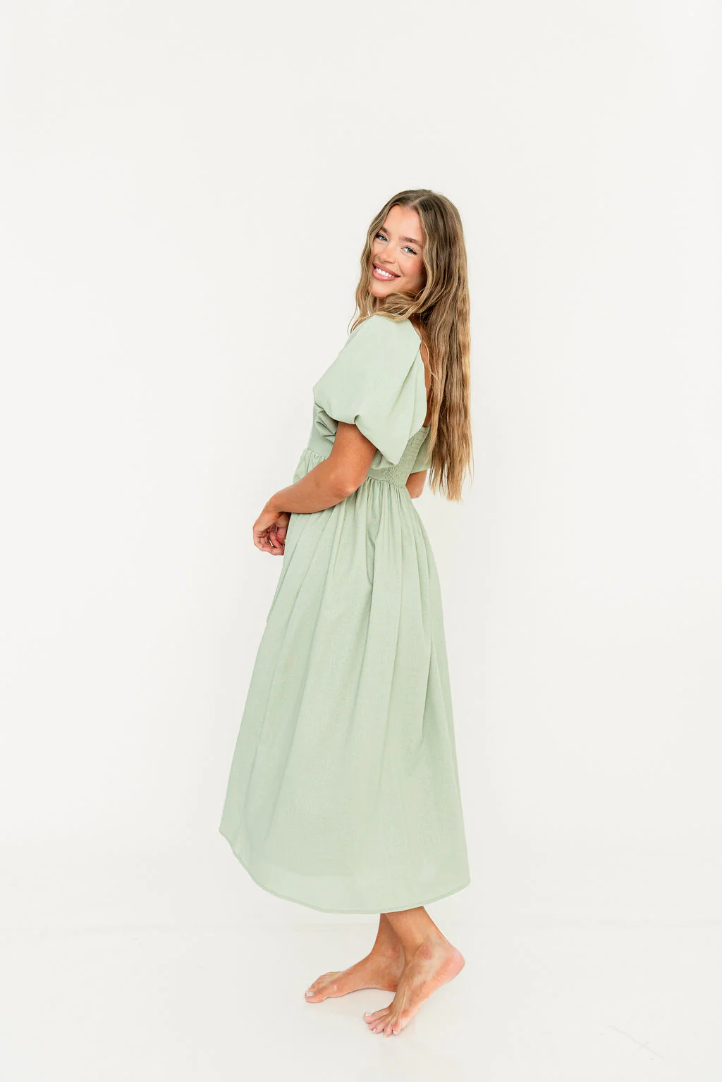 Hamilton Midi Dress in Olive - Bump Friendly & Inclusive Sizing (S-2XL) - Image 22