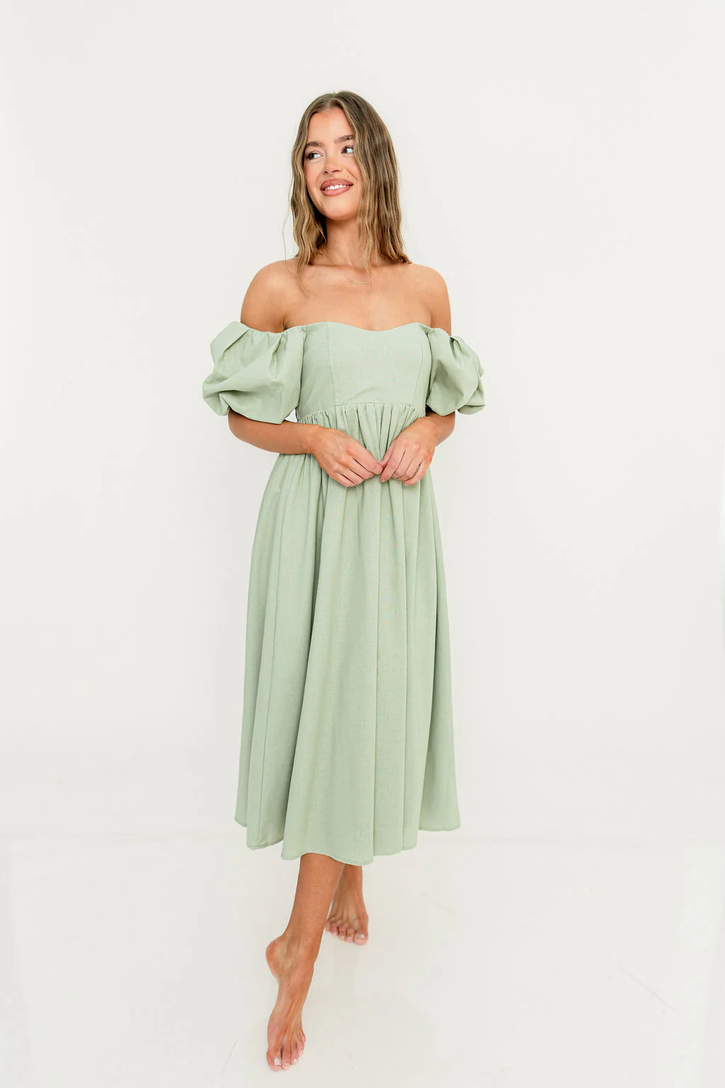 Hamilton Midi Dress in Olive - Bump Friendly & Inclusive Sizing (S-2XL) - Image 28