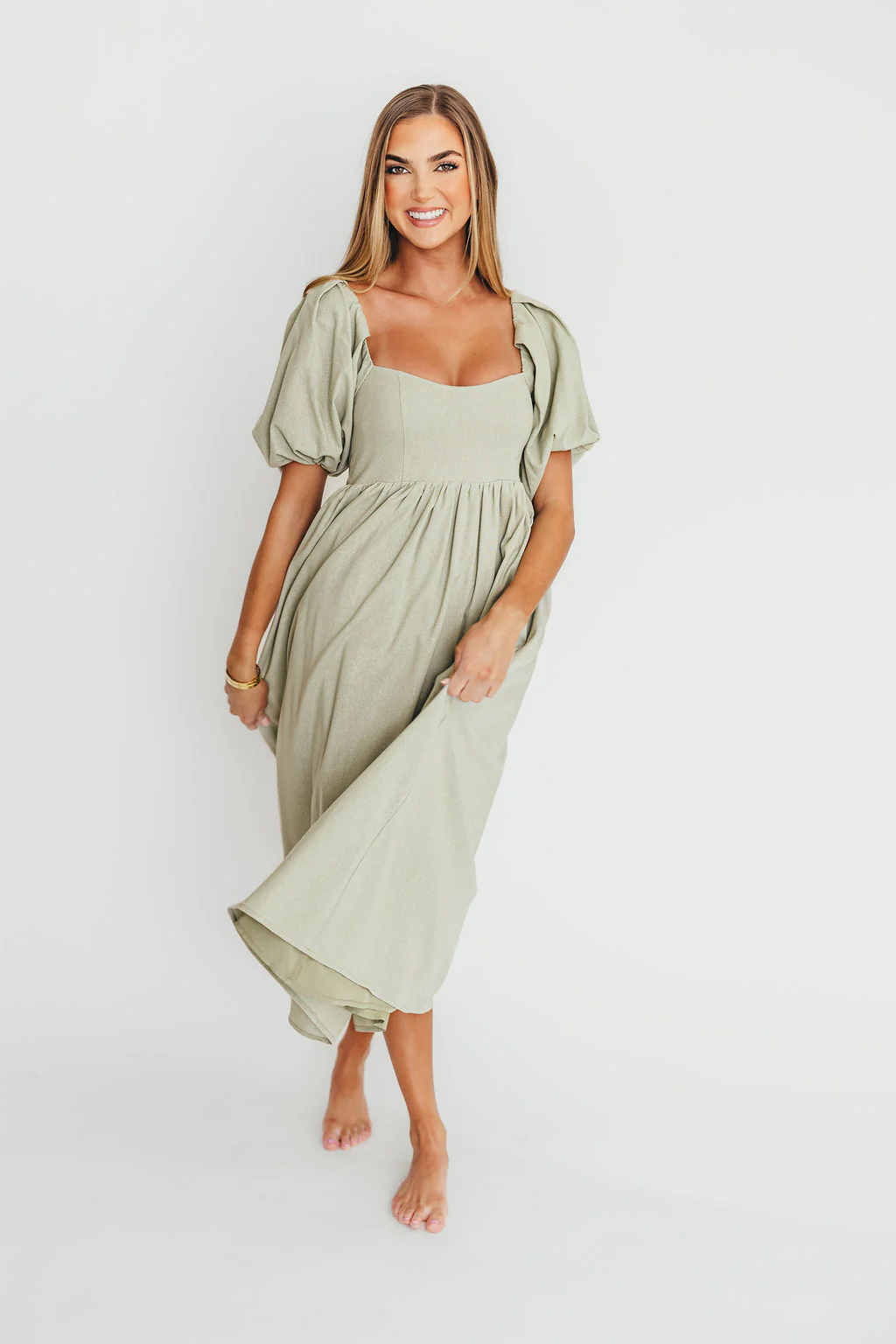Hamilton Midi Dress in Olive - Bump Friendly & Inclusive Sizing (S-2XL) - Image 3