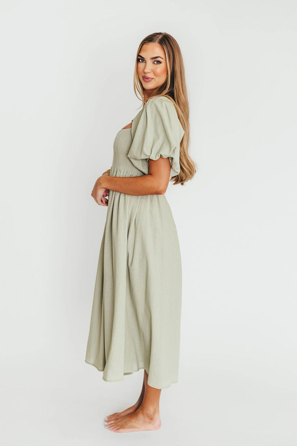 Hamilton Midi Dress in Olive - Bump Friendly & Inclusive Sizing (S-2XL) - Image 4