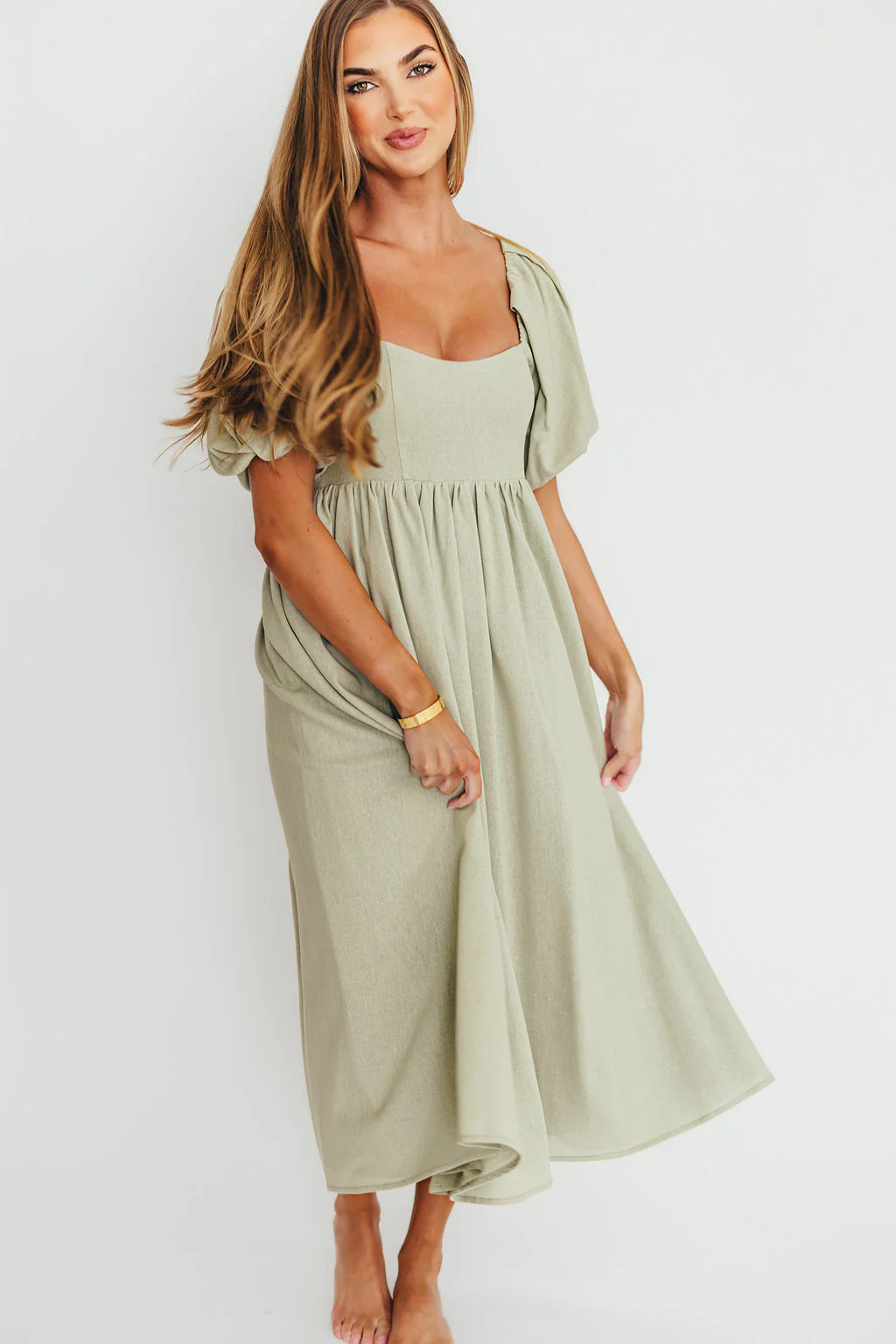 Hamilton Midi Dress in Olive - Bump Friendly & Inclusive Sizing (S-2XL) - Image 6